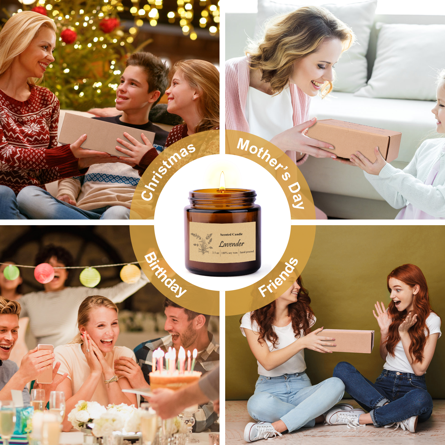 Supersun 6 pack Scented Candles Soy Wax Aromatherapy Jar Candle Set Gift