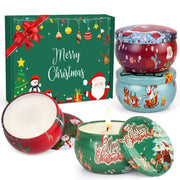 Giphtpoeet 4 Pack Christmas Scented Candles Gift Set for Woman, Jar Candle, 2.5 oz Soy Wax Tin Candle