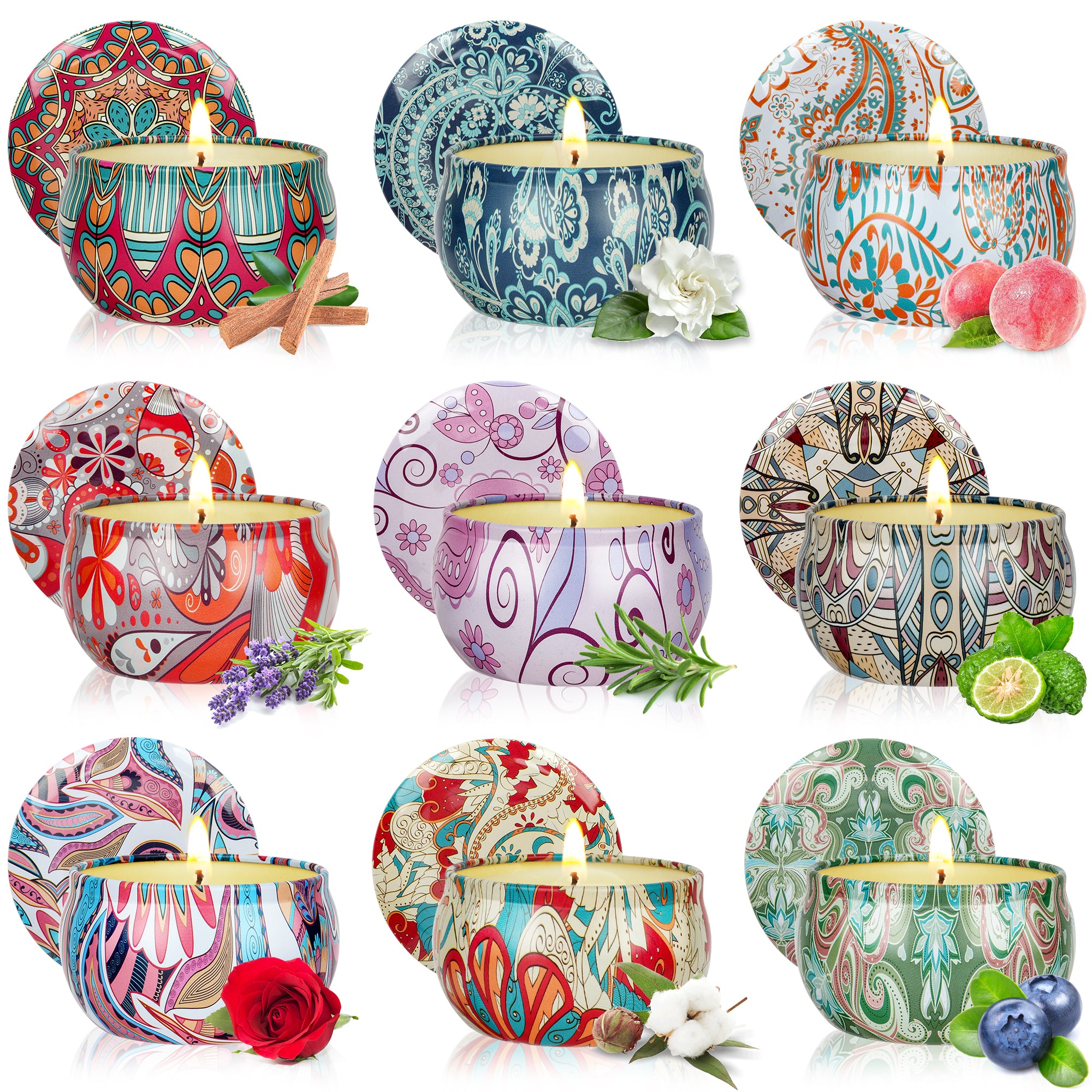 Giphtpoeet 9 Pack Scented Candles Gifts for Women 140-200 Hours Long Listing Natural Soy Wax Candles for Christmas Day