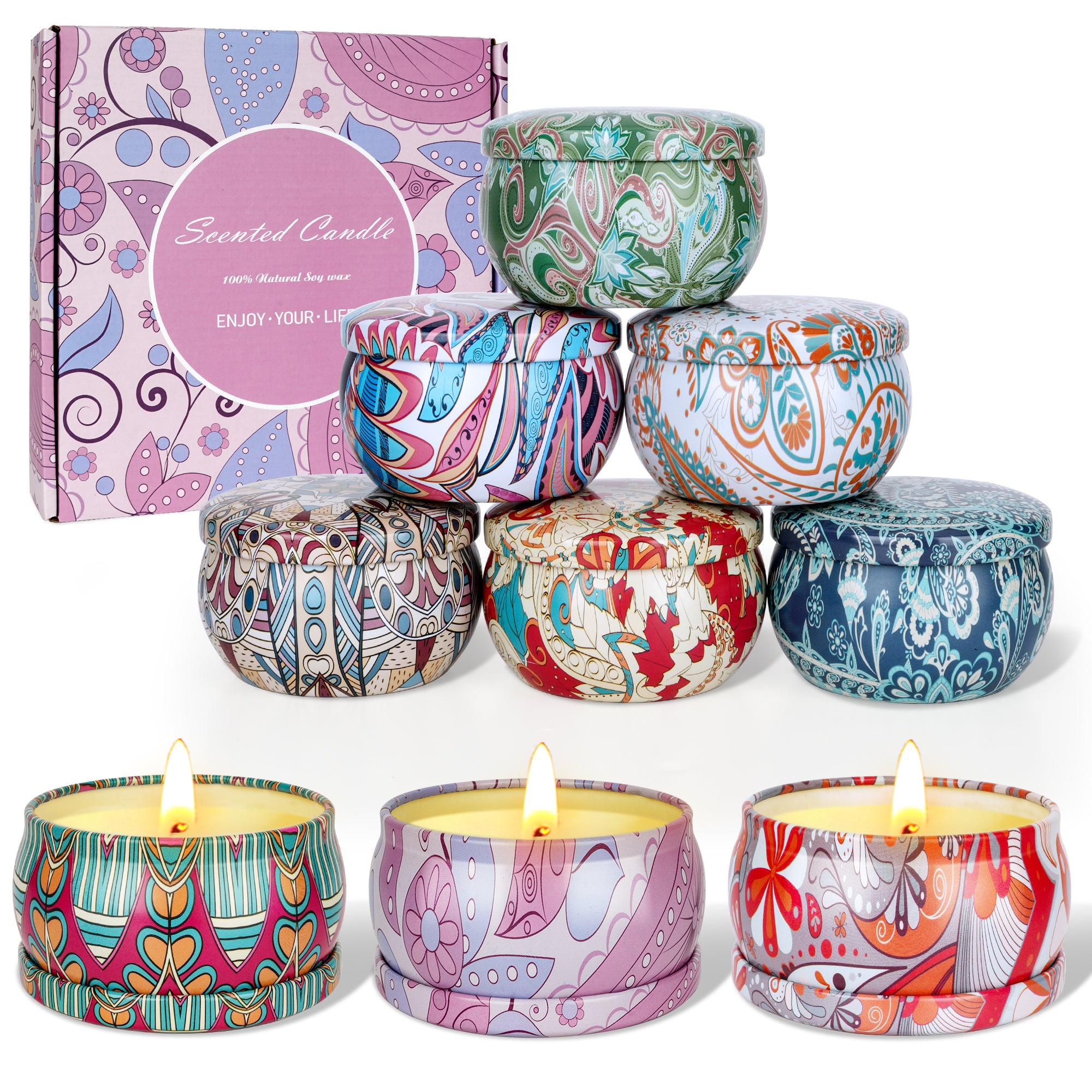 Giphtpoeet 9 Pack Scented Candles Gifts for Women 140-200 Hours Long Listing Natural Soy Wax Candles for Christmas Day