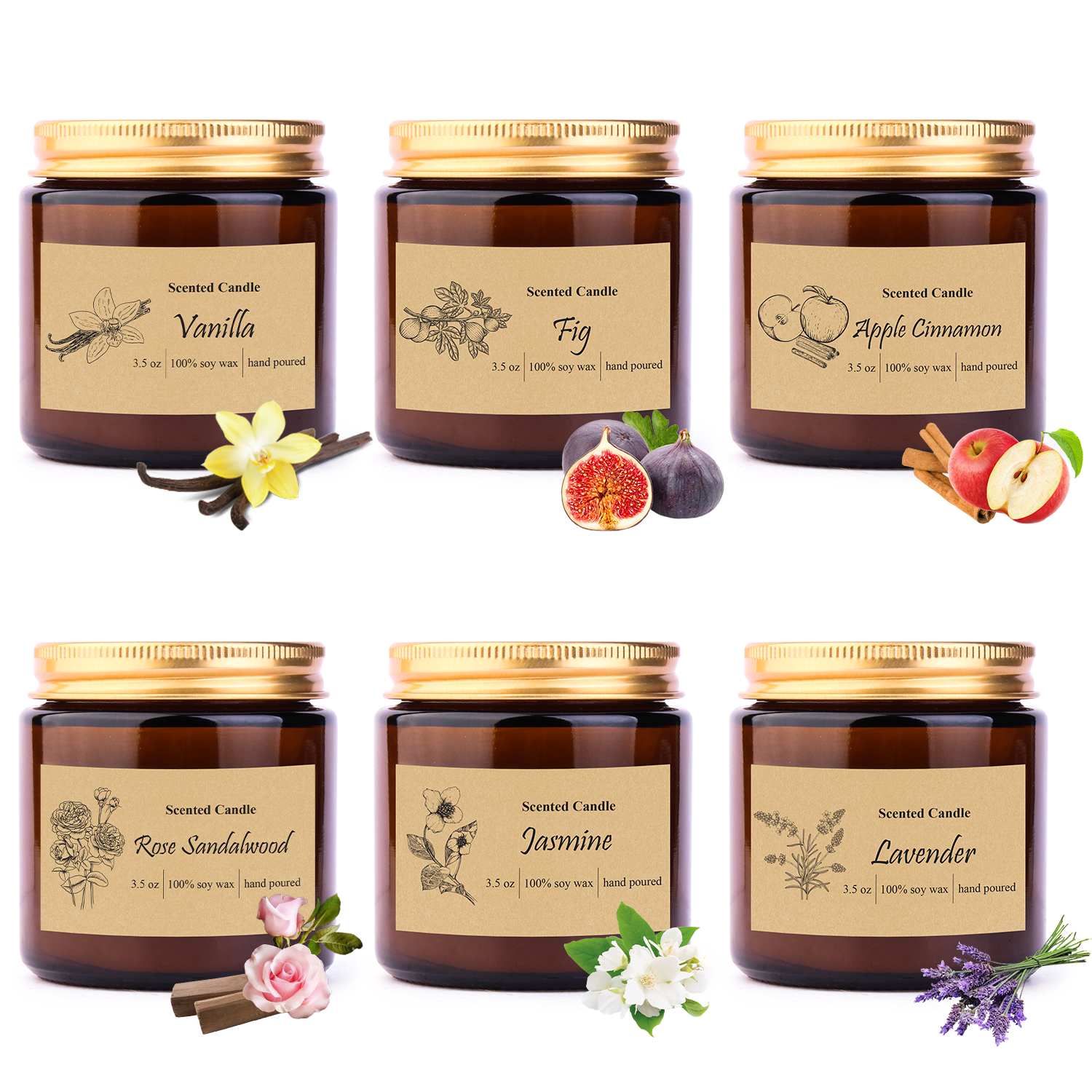 Supersun 6 pack Scented Candles Soy Wax Aromatherapy Jar Candle Set Gift