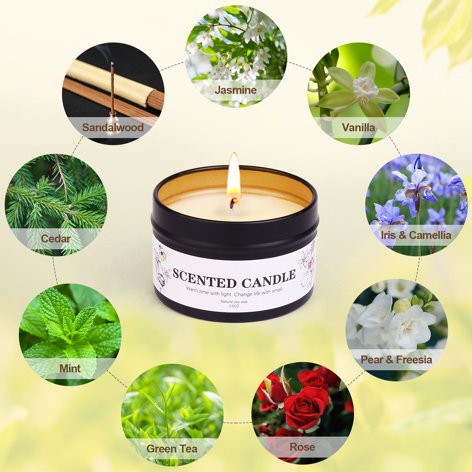 Giphtpoeet Scented Candles Gift Set 9 Pack Natural Soy Wax Jar Candles for Home Scented