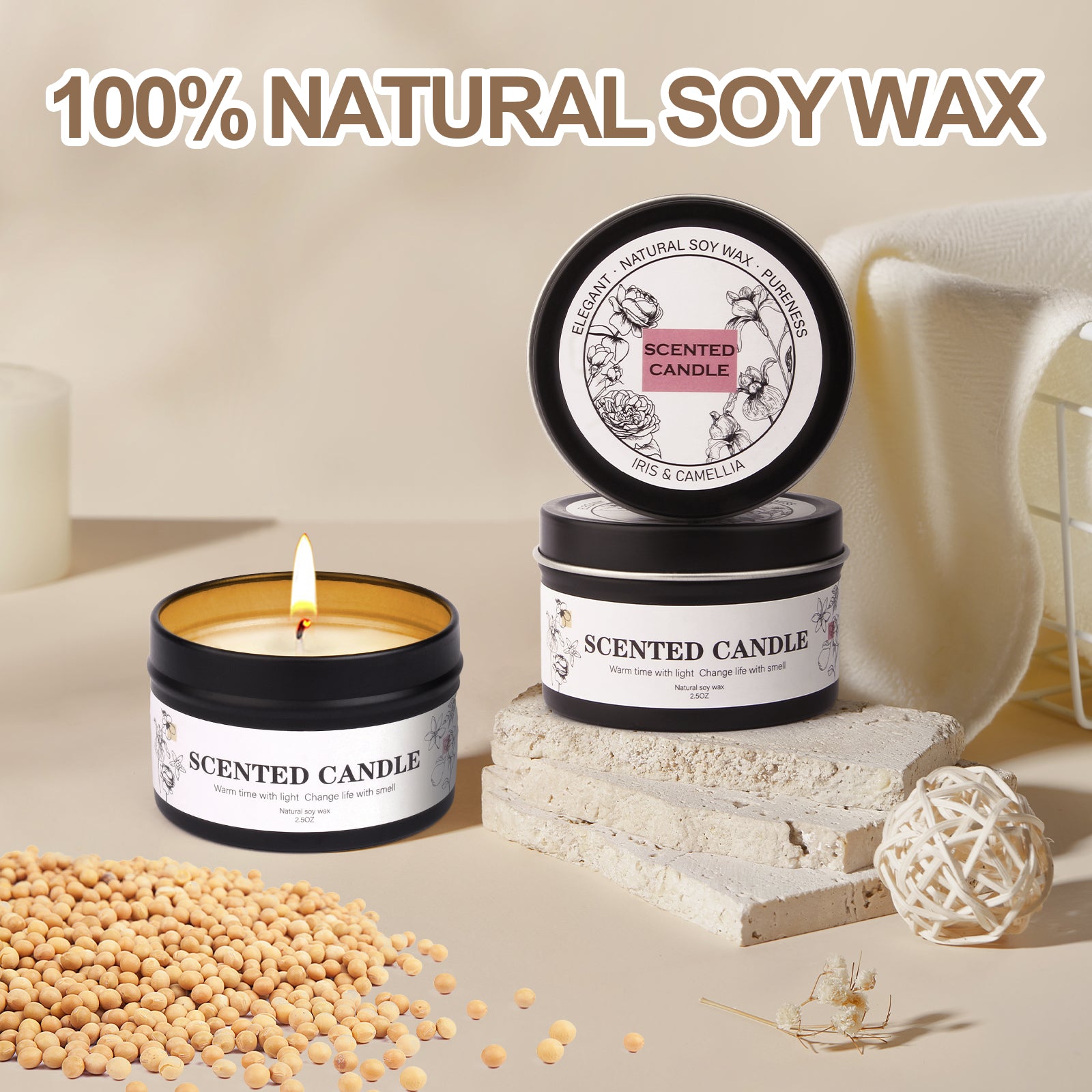 Giphtpoeet Scented Candles Gift Set 9 Pack Natural Soy Wax Jar Candles for Home Scented