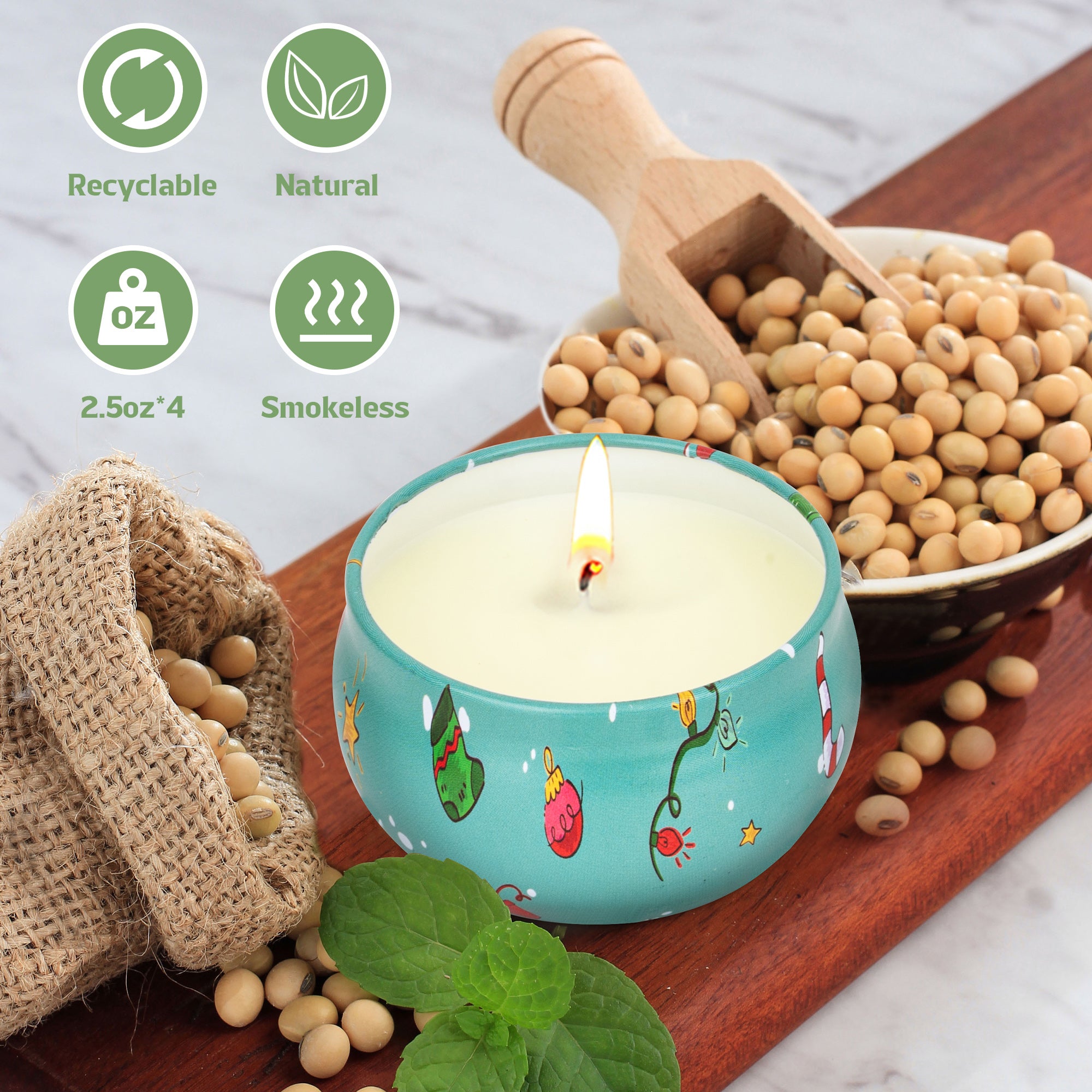 Giphtpoeet 6 Pack Christmas Scented Candles Gift Set for Woman, Jar Candle, 2.5 oz Soy Wax Tin Candle