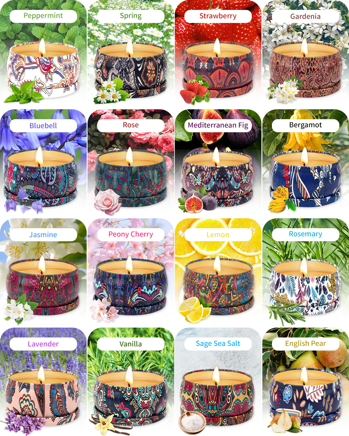 Giphtpoeet Scented Candles Gift Set for Women 4 Pack Burning Time for 80h Jar Candles