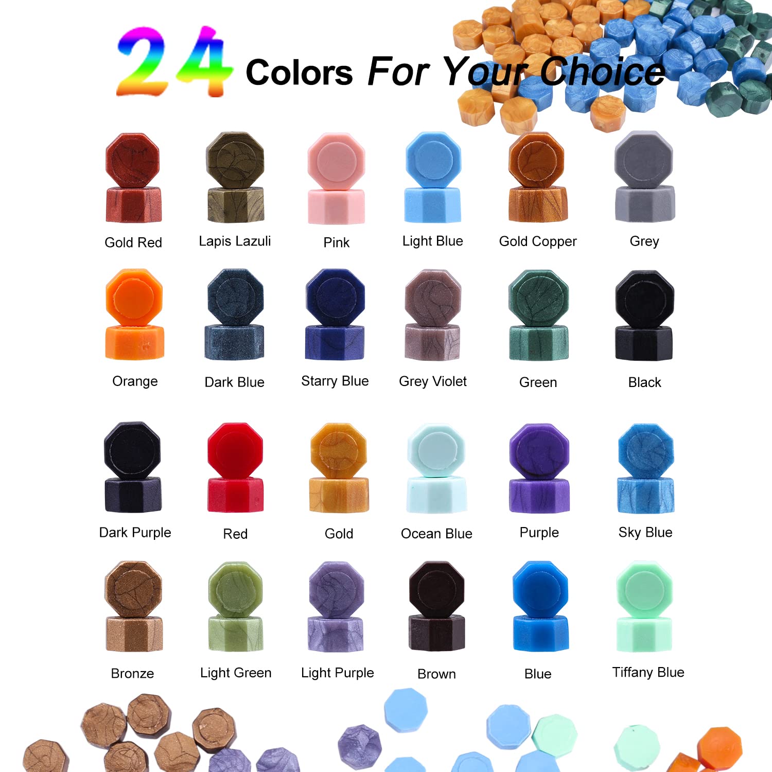 Giphtpoeet Wax Seal Stamp Kit with Gift Box, 24 Colors 650 Pcs Beads, DIY Craft for Birthday