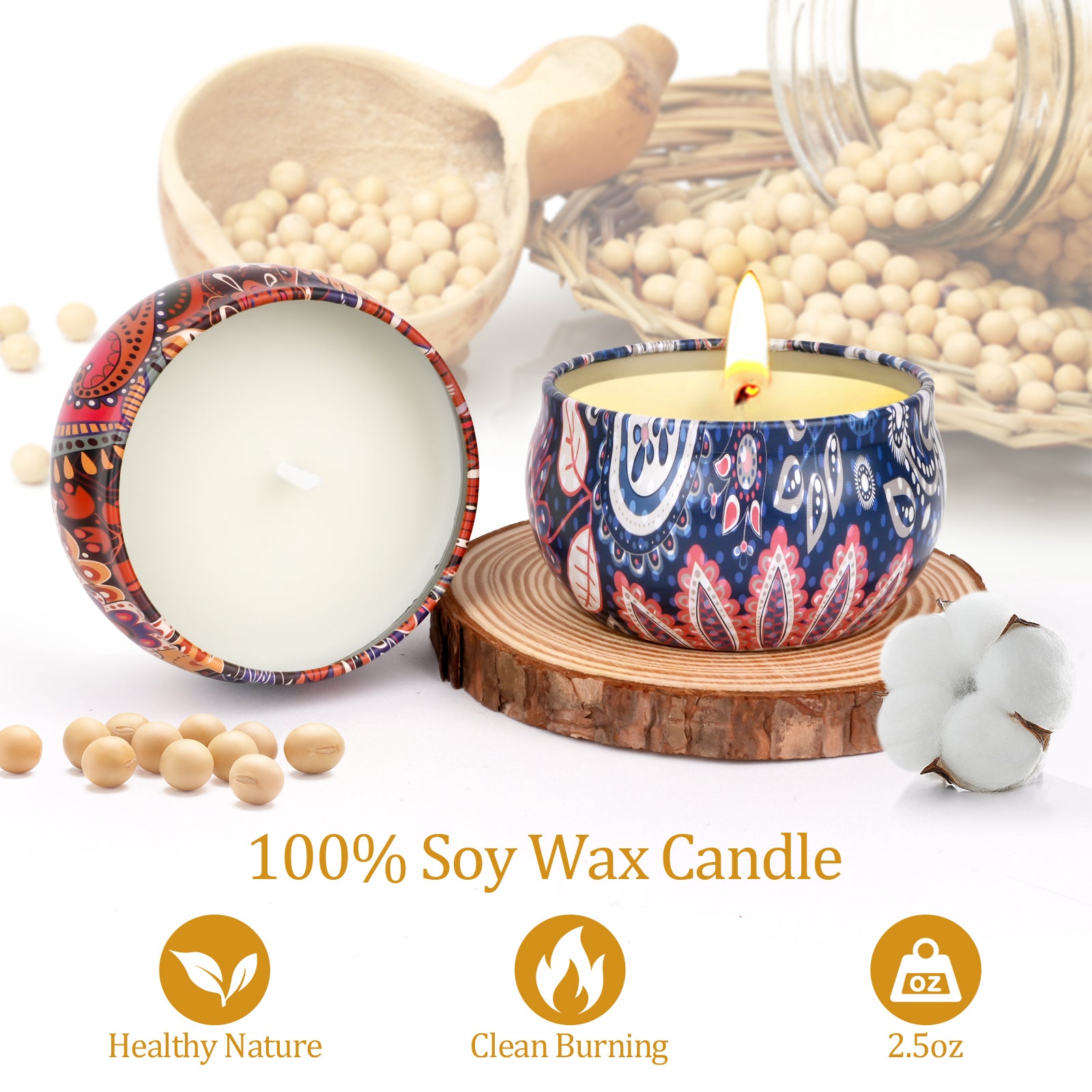 Giphtpoeet 8Pack Scented Candles Home Fragrance with a Wood Pad