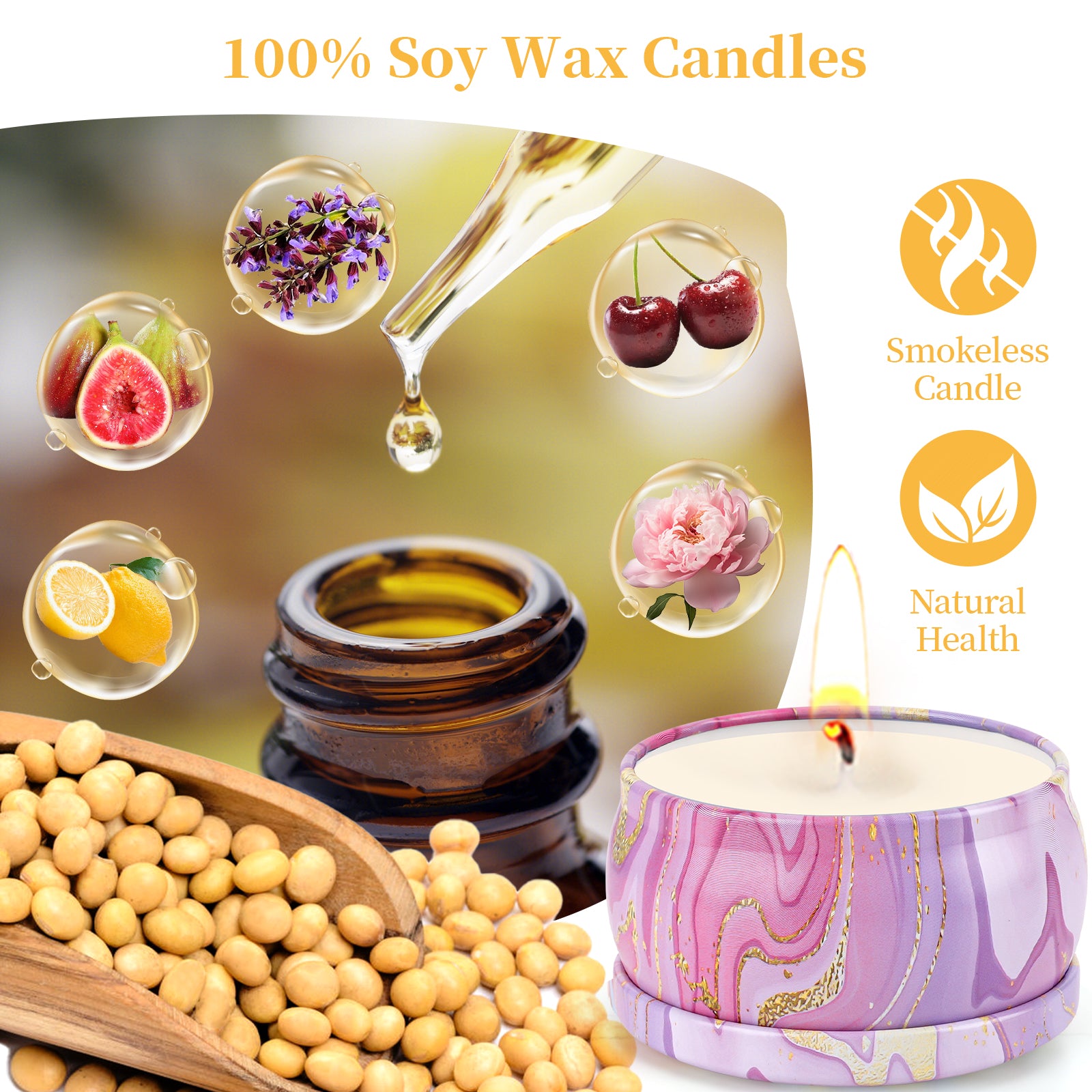Giphtpoeet Scented Candles Aromatherapy Jar Candle for Women, 6 pack 15 oz