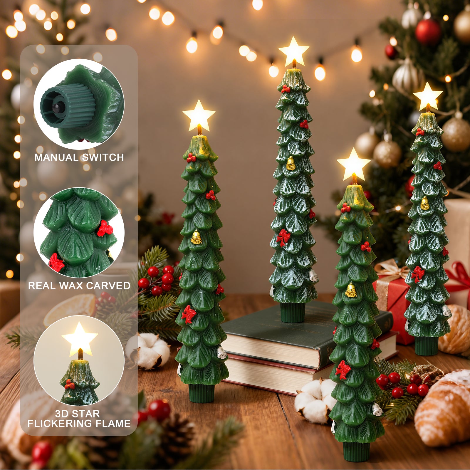 Giphtpoeet LED Window Candle Lights for Christmas, Flameless Taper Electric Candles