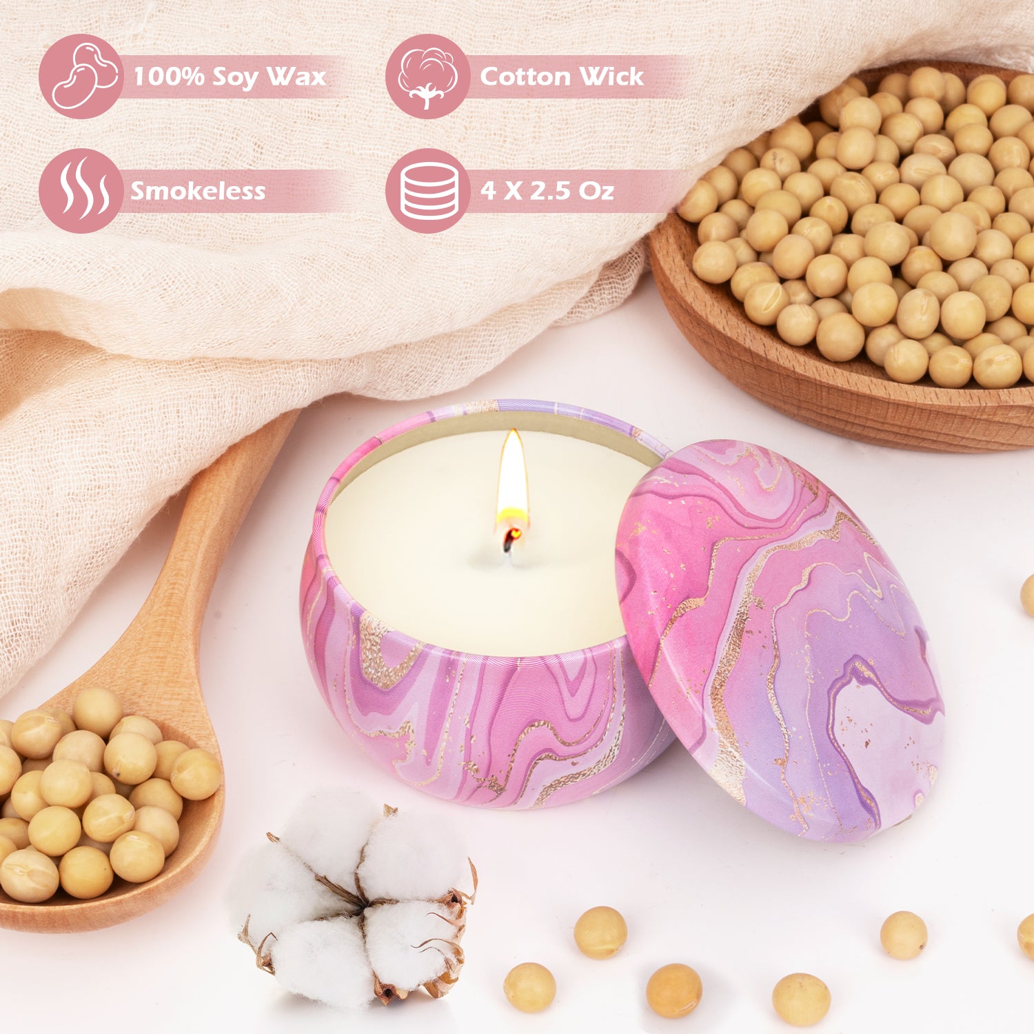 Giphtpoeet 4 Pack Scented Candles Gift Set for Women  for Christmas Holiday Wedding