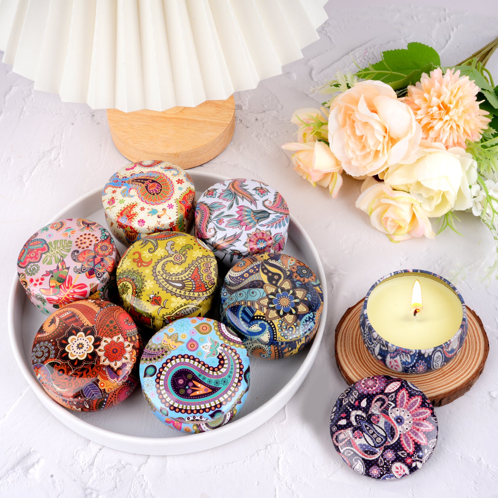 Giphtpoeet 8Pack Scented Candles Home Fragrance with a Wood Pad
