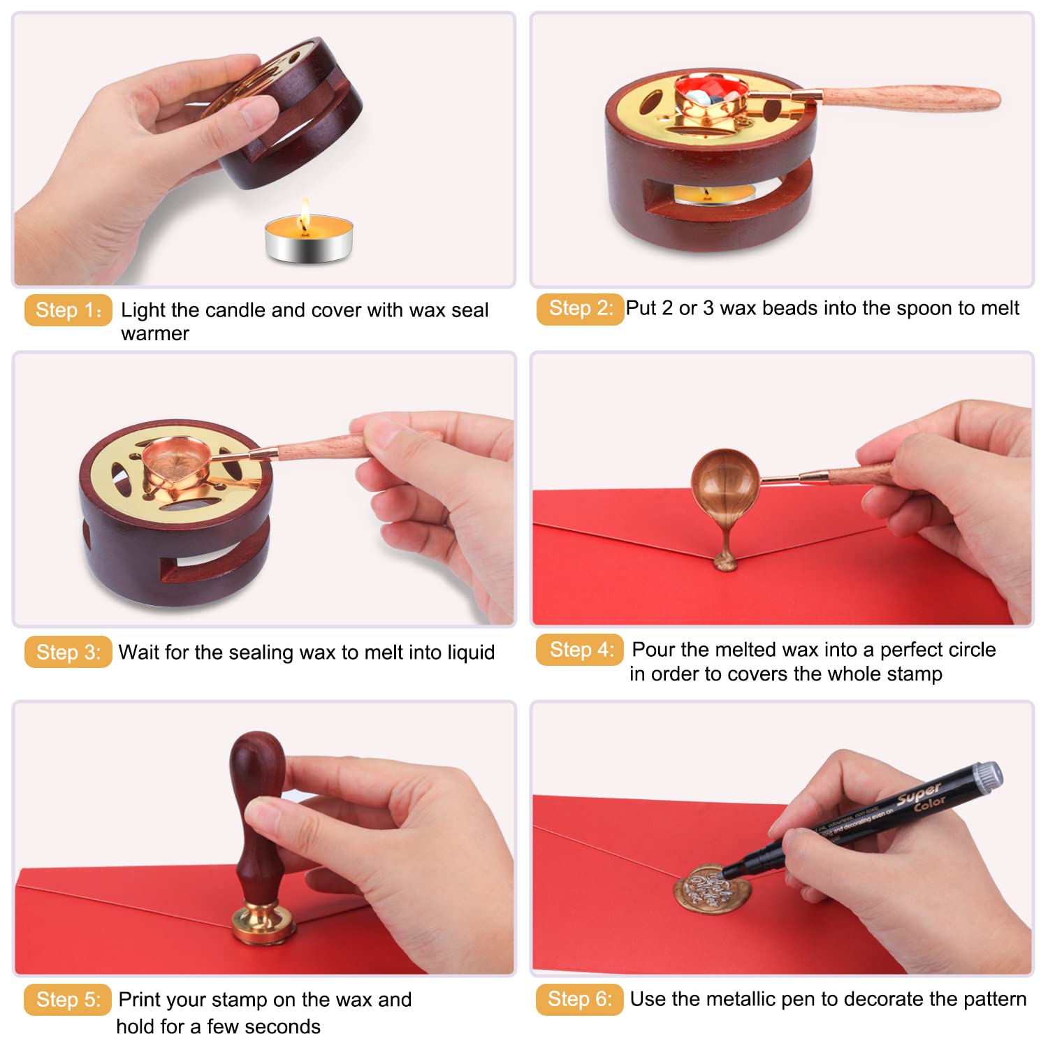 Giphtpoeet Wax Seal Stamp Kit with Gift Box, 24 Colors 650 Pcs Beads, DIY Craft for Birthday