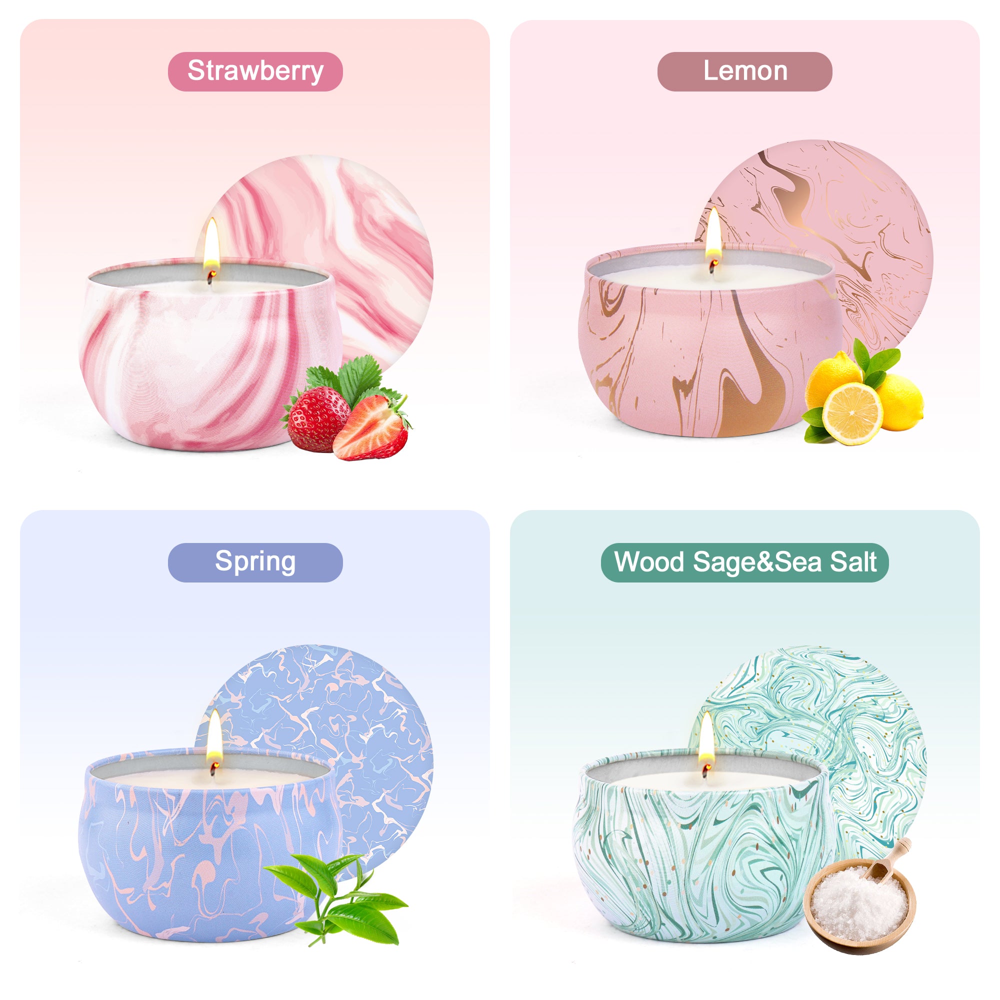 Giphtpoeet Scented Candles Gifts Set, 4 Pack Aromatherapy Candles for Home Scented, Stress Relief Gifts for Women, 120 H Lasting Burn Natural Soy Wax Candle for Birthday Valentine Mother's Christmas Day