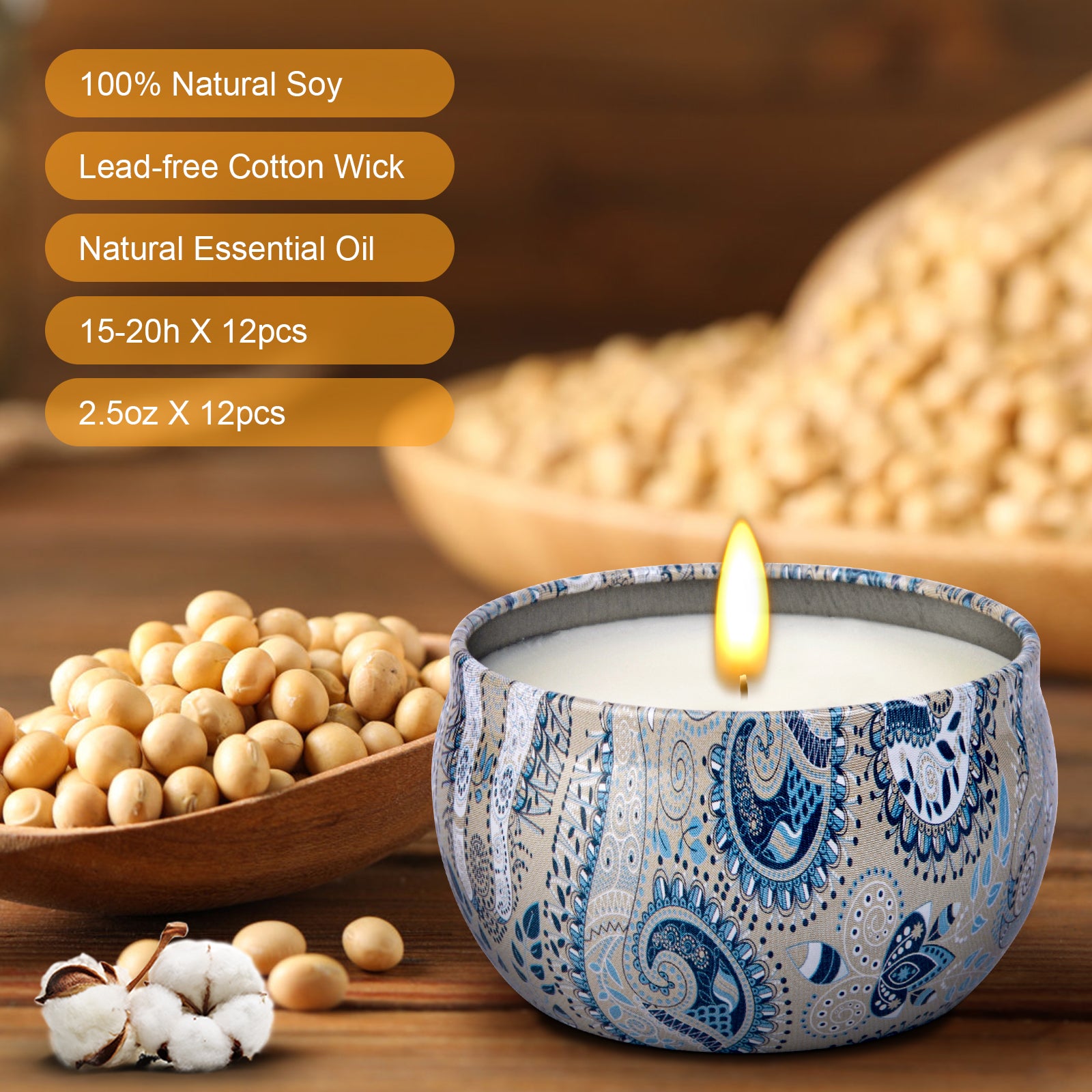 Giphtpoeet Scented Candles Gift Set for Women 12 pack Burning Time for 80h Jar Candles