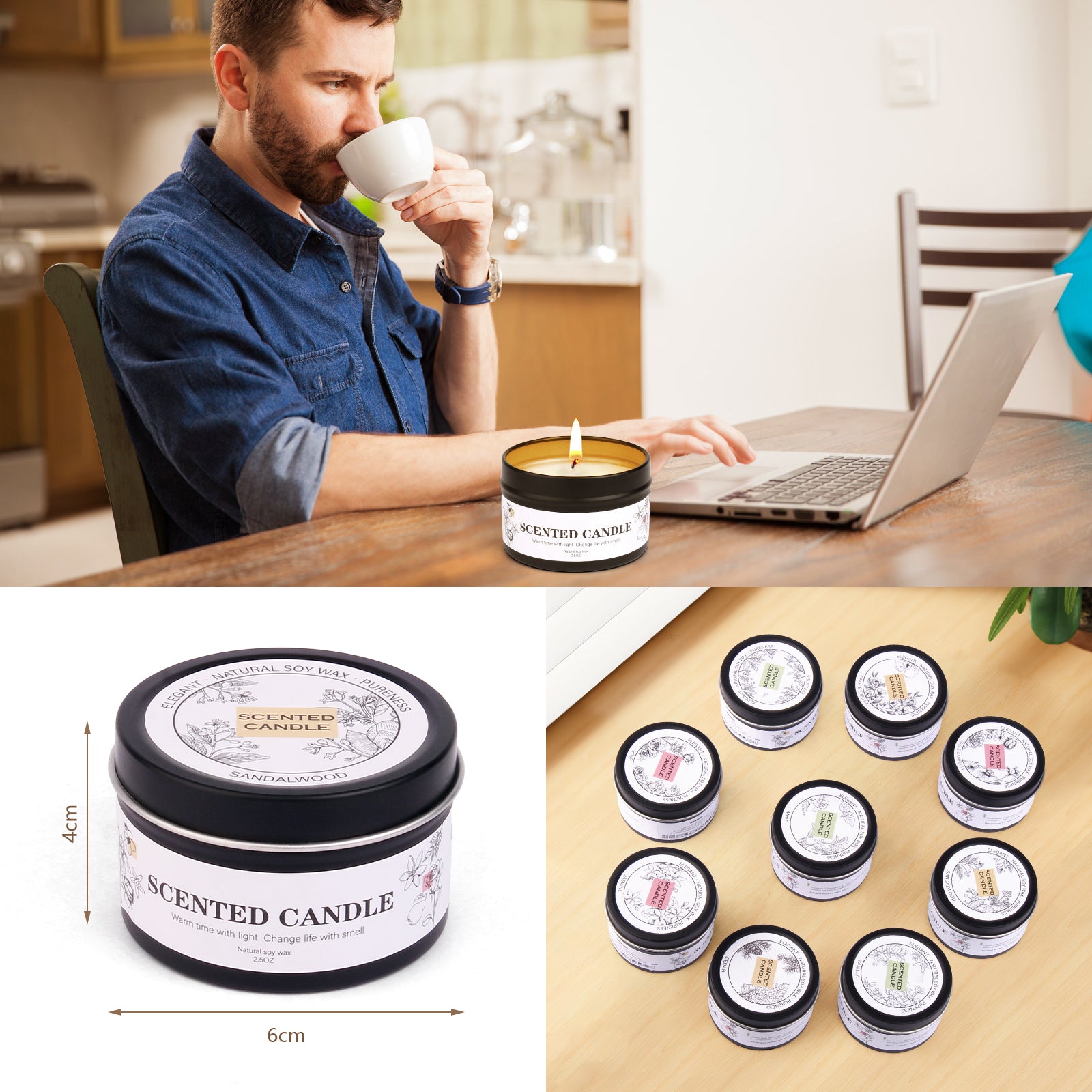 Giphtpoeet Scented Candles Gift Set 9 Pack Natural Soy Wax Jar Candles for Home Scented