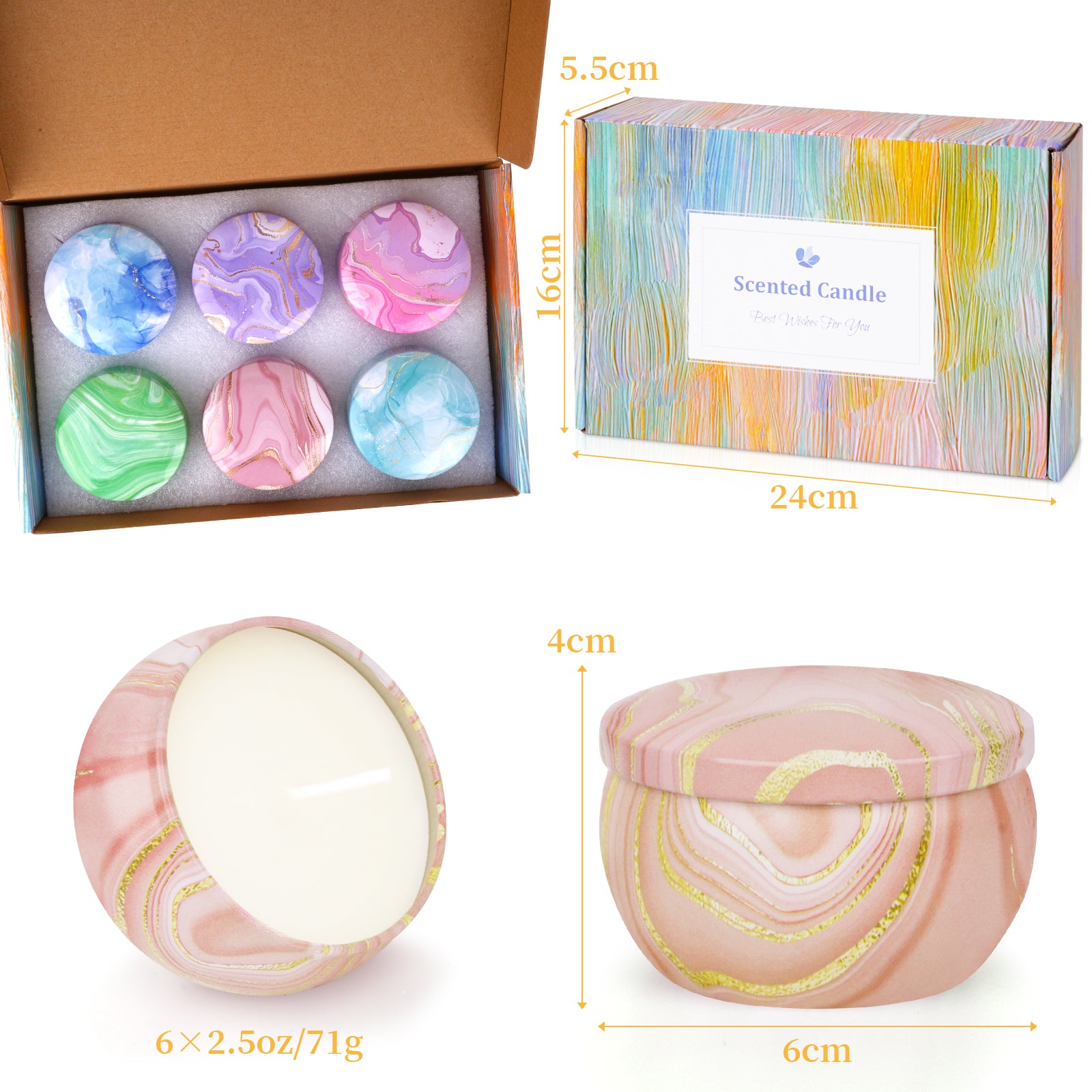 Giphtpoeet 6 Pack Scented Candles Gift Set for Women  for Christmas Holiday Wedding