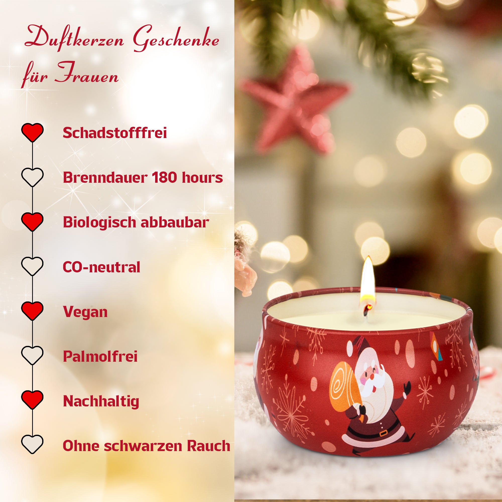 Giphtpoeet 9 Pack Christmas Scented Candles Gift Set for Woman, Jar Candle, 2.5 oz Soy Wax Tin Candle