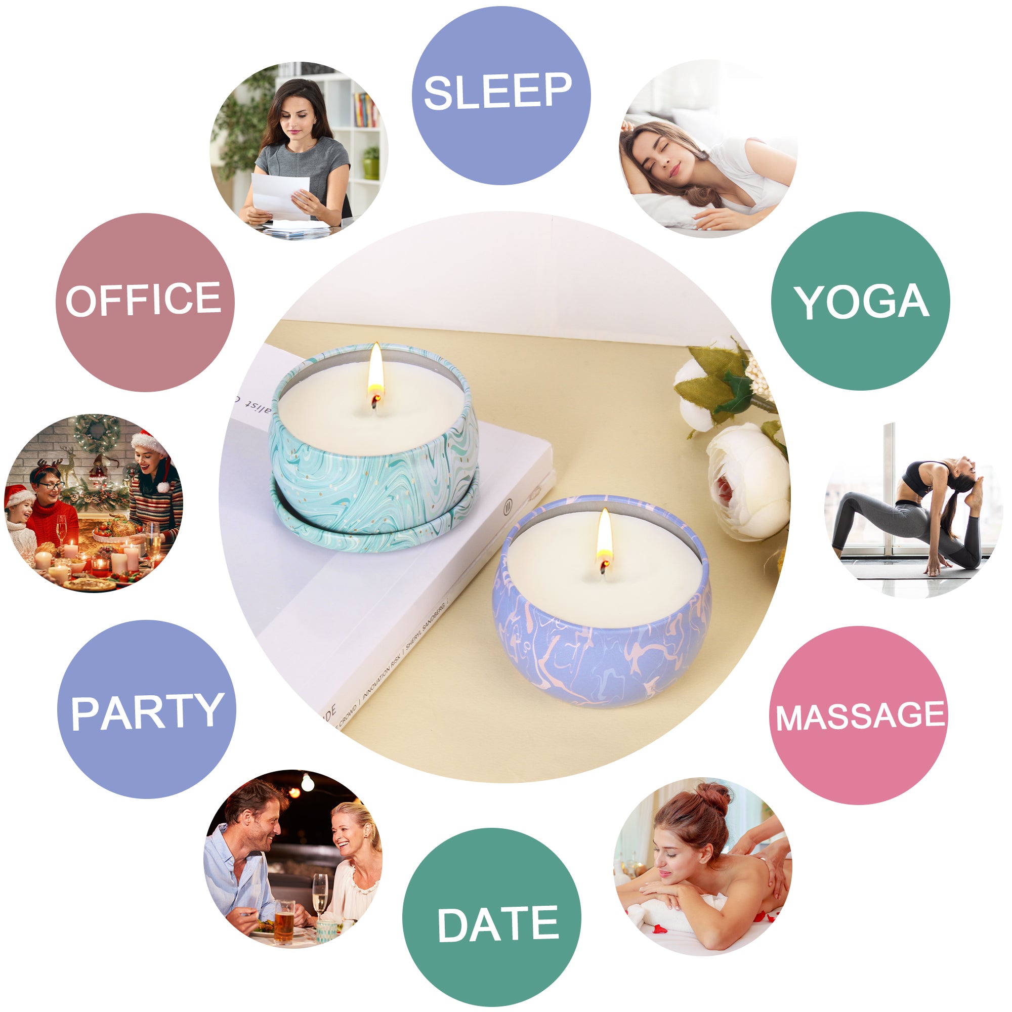 Giphtpoeet Scented Candles Gifts Set, 4 Pack Aromatherapy Candles for Home Scented, Stress Relief Gifts for Women, 120 H Lasting Burn Natural Soy Wax Candle for Birthday Valentine Mother's Christmas Day