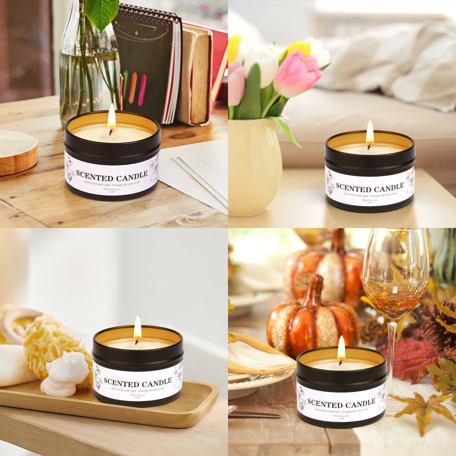 Giphtpoeet Scented Candles Gift Set 9 Pack Natural Soy Wax Jar Candles for Home Scented