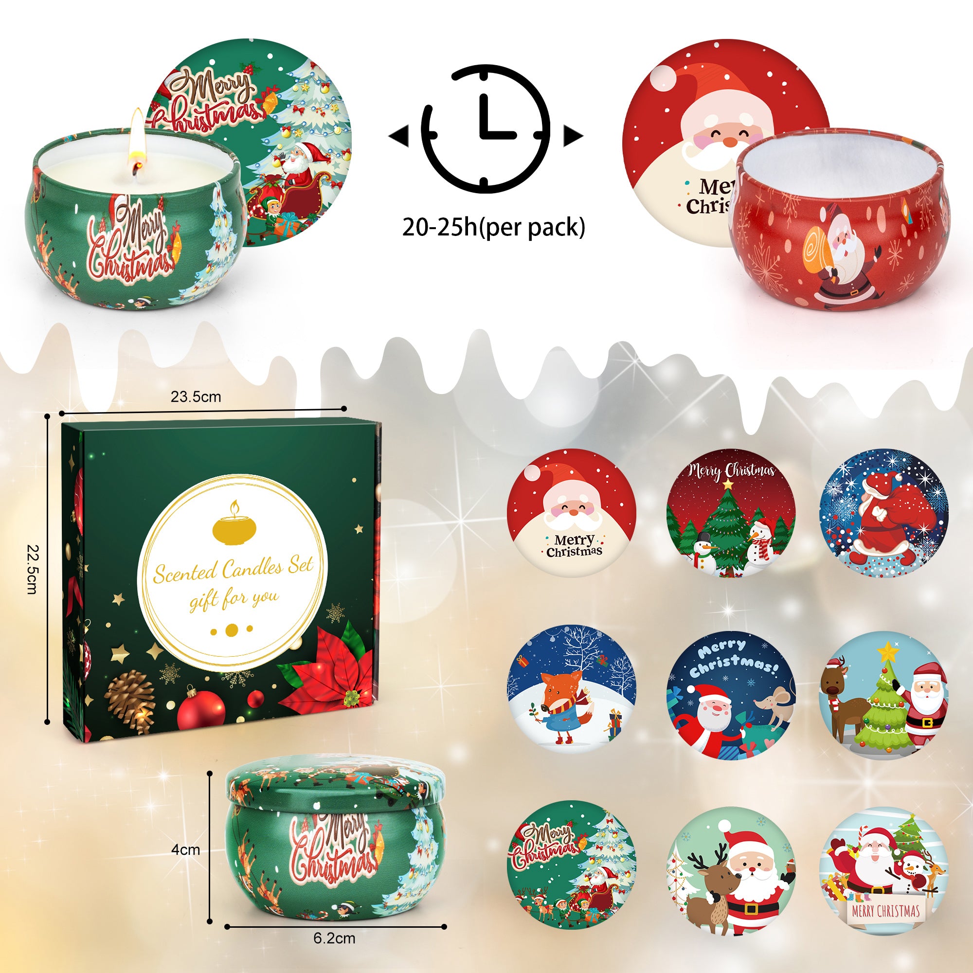 Giphtpoeet 9 Pack Christmas Scented Candles Gift Set for Woman, Jar Candle, 2.5 oz Soy Wax Tin Candle
