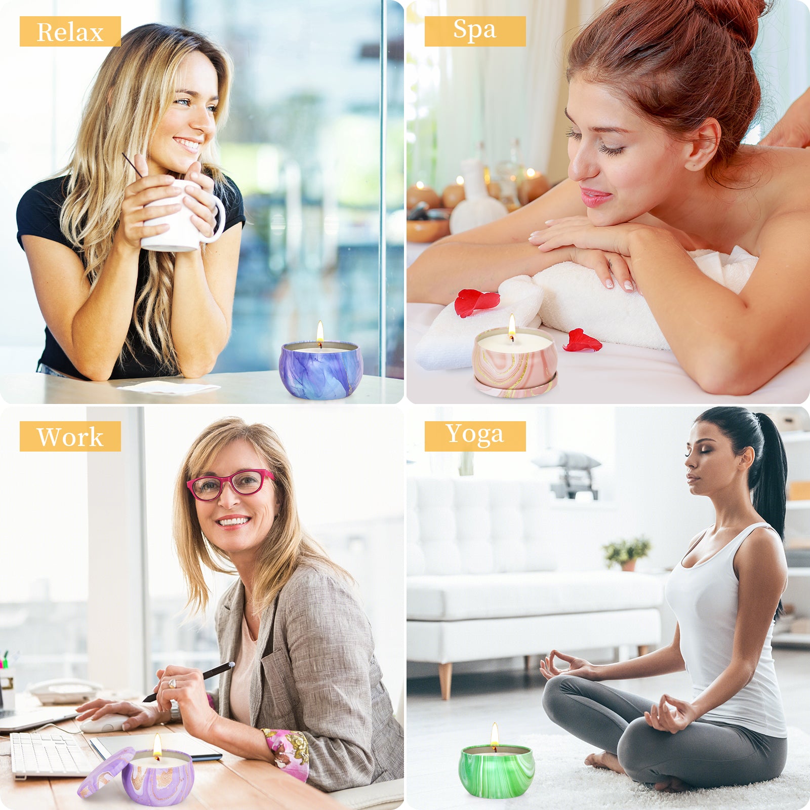 Giphtpoeet Scented Candles Aromatherapy Jar Candle for Women, 6 pack 15 oz