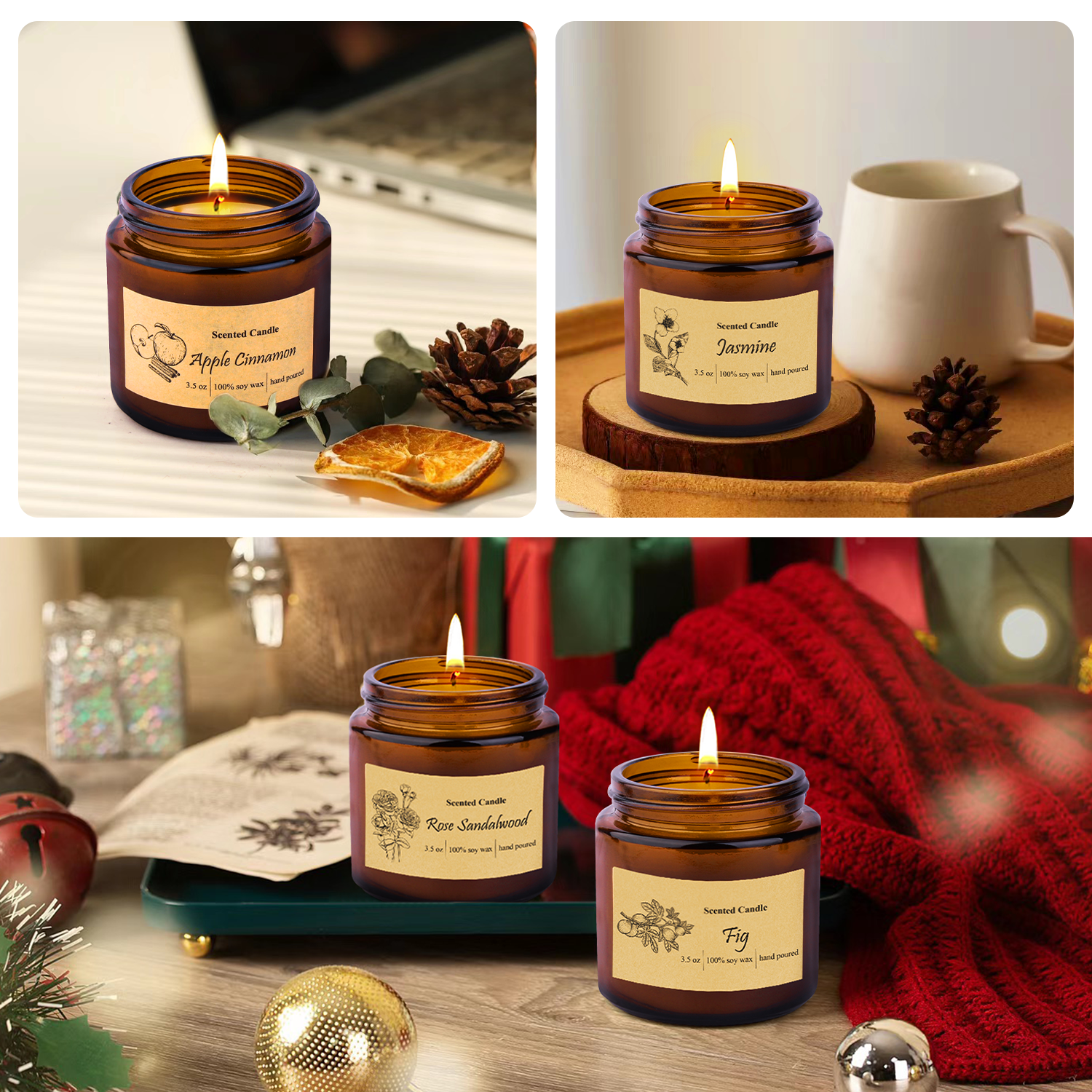 Supersun 6 pack Scented Candles Soy Wax Aromatherapy Jar Candle Set Gift