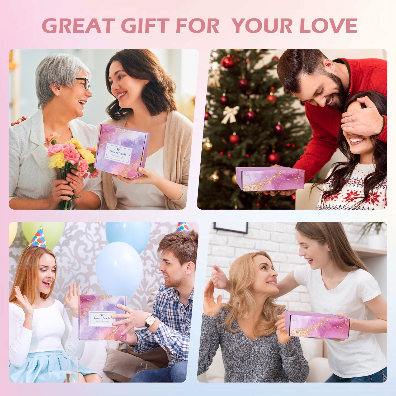 Giphtpoeet 4 Pack Scented Candles Gift Set for Women  for Christmas Holiday Wedding