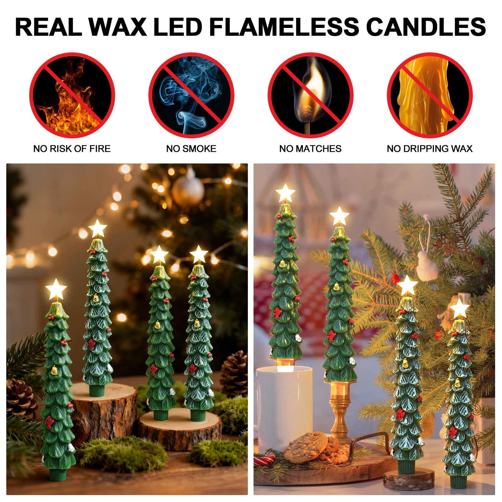 Giphtpoeet LED Window Candle Lights for Christmas, Flameless Taper Electric Candles