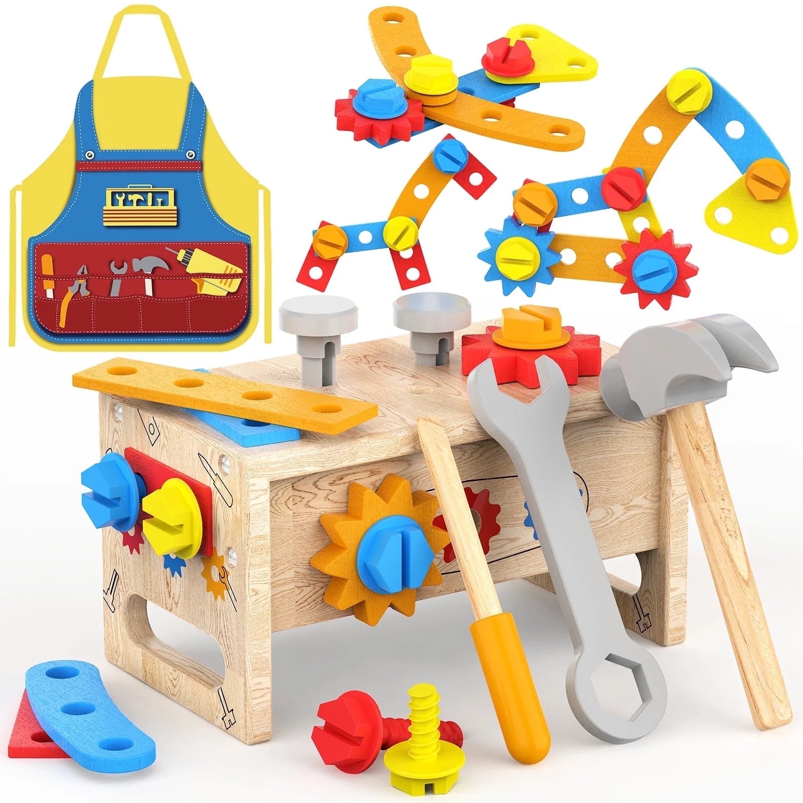 Giphtpoeet 41 Pcs Kids Tool Toy Set Pretend Play Educational with Apron