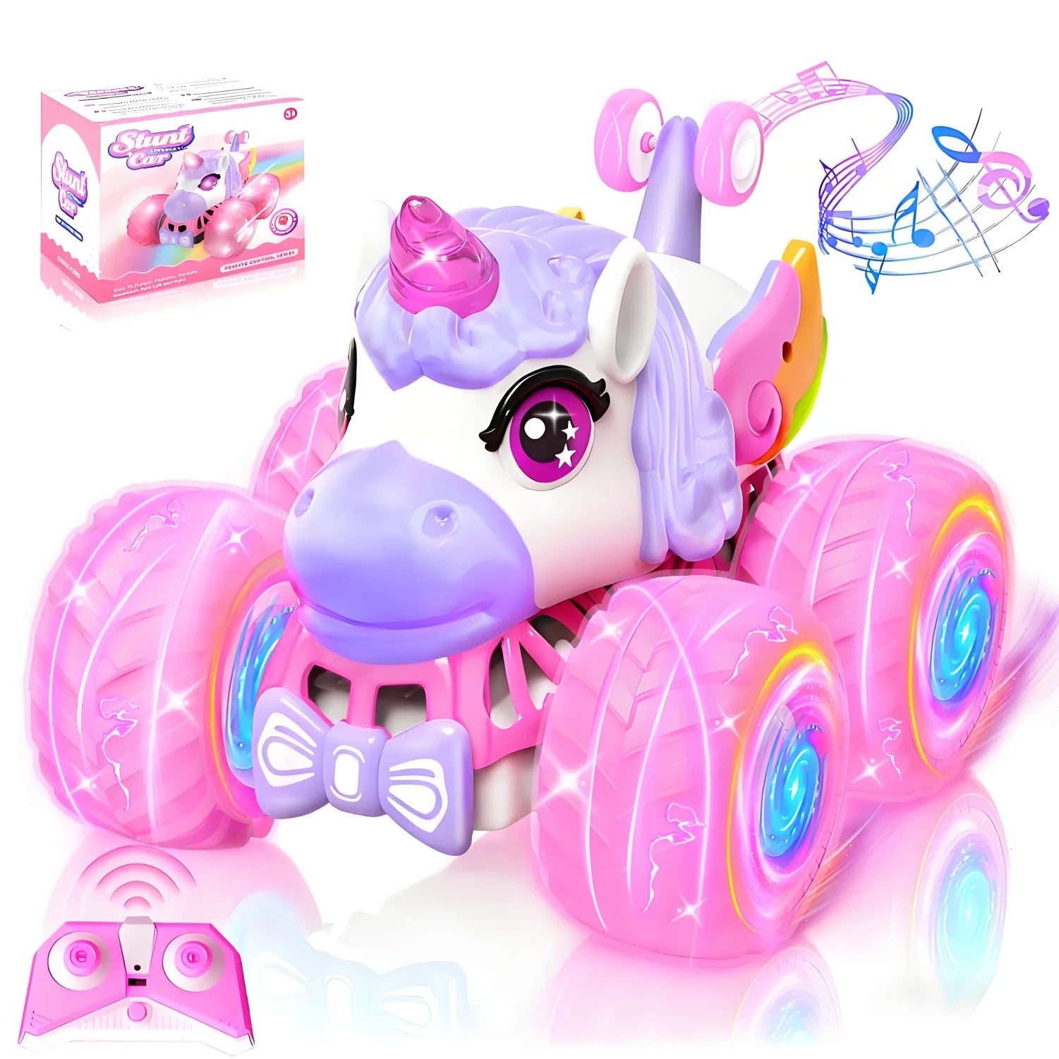 Unicorn Remote Control Car,Rechargeable 360°Stunt RC Car Gift for Girls