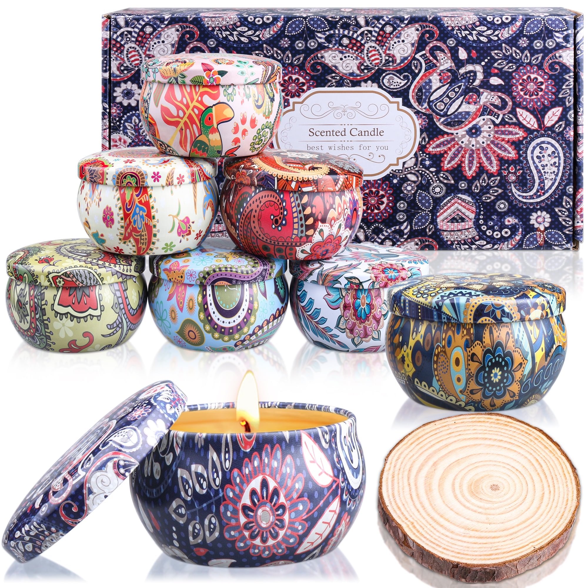 Giphtpoeet 8Pack Scented Candles Home Fragrance with a Wood Pad