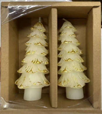 Giphtpoeet Christmas Tree Candles 2-Pack Unscented Shaped Taper Candles for Holiday Home Decor(White, 5Inch)