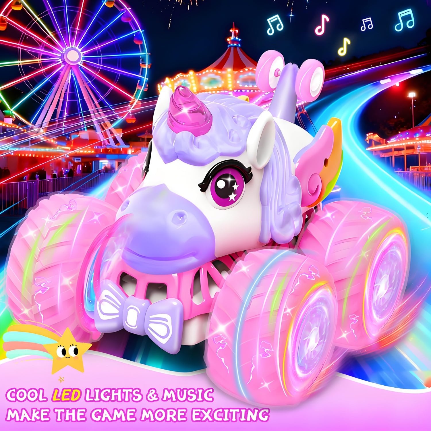 Unicorn Remote Control Car,Rechargeable 360°Stunt RC Car Gift for Girls
