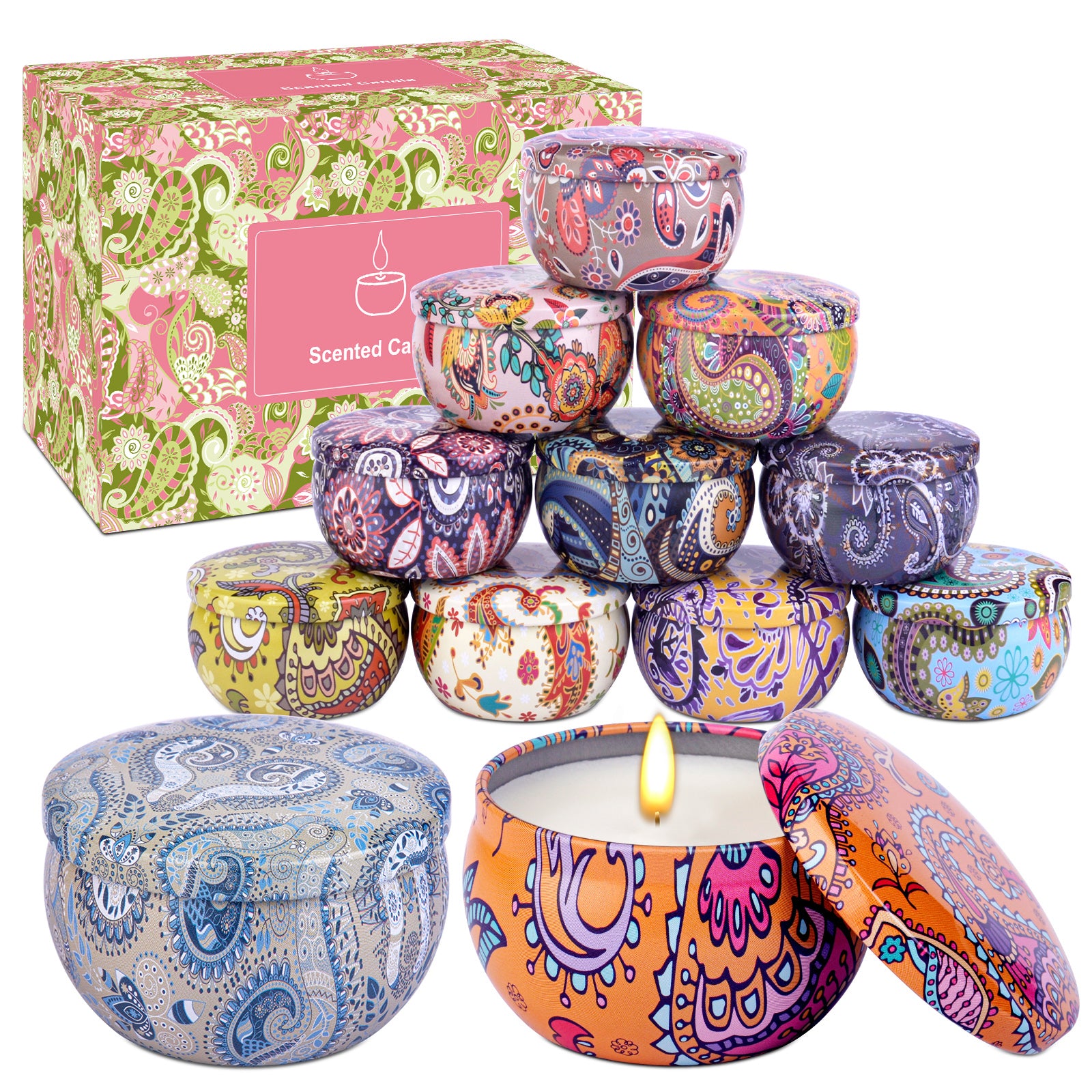 Giphtpoeet Scented Candles Gift Set for Women 12 pack Burning Time for 80h Jar Candles