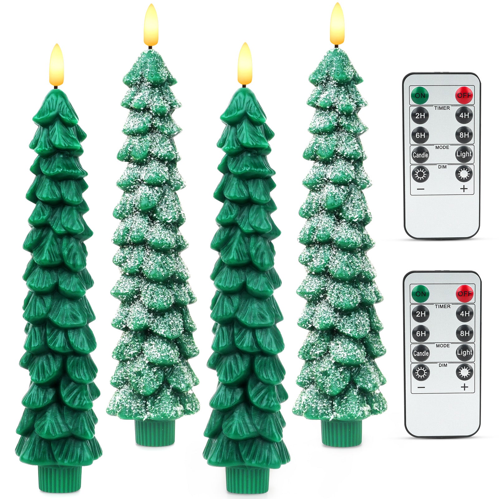Giphtpoeet Christmas Tree Candles with Remote, 4 pack Flameless Battery Operated Taper Candles with 3D Flickering Wick