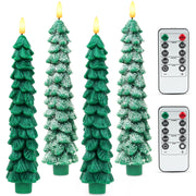 Giphtpoeet Christmas Tree Candles with Remote, 4 pack Flameless Battery Operated Taper Candles with 3D Flickering Wick