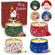 Giphtpoeet 4 Pack Christmas Scented Candles Gift Set for Woman, Jar Candle, 2.5 oz Soy Wax Tin Candle