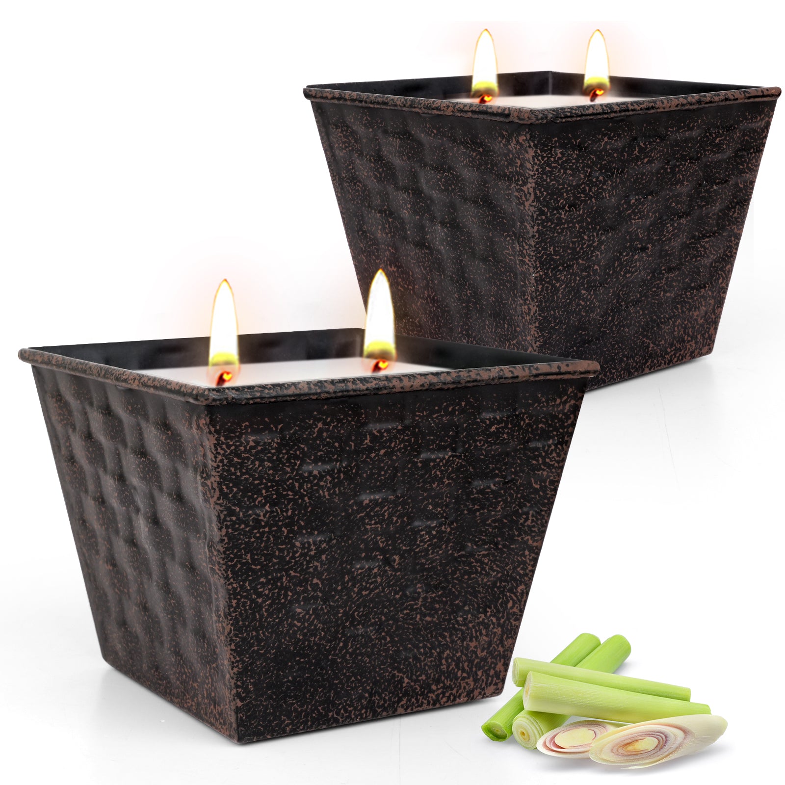 Giphtpoeet 2 Pack Citronella Candles Outdoor Large 28oz 2 Wicks Lemongrass Scented Soy Wax Candle for Indoor Outside