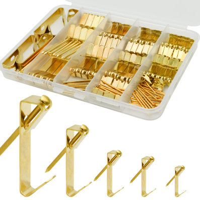 Giphtpoeet 136Pcs Picture Hanging Kits 5 Sizes Picture Hangers with Nails for Drywall Wooden Wall