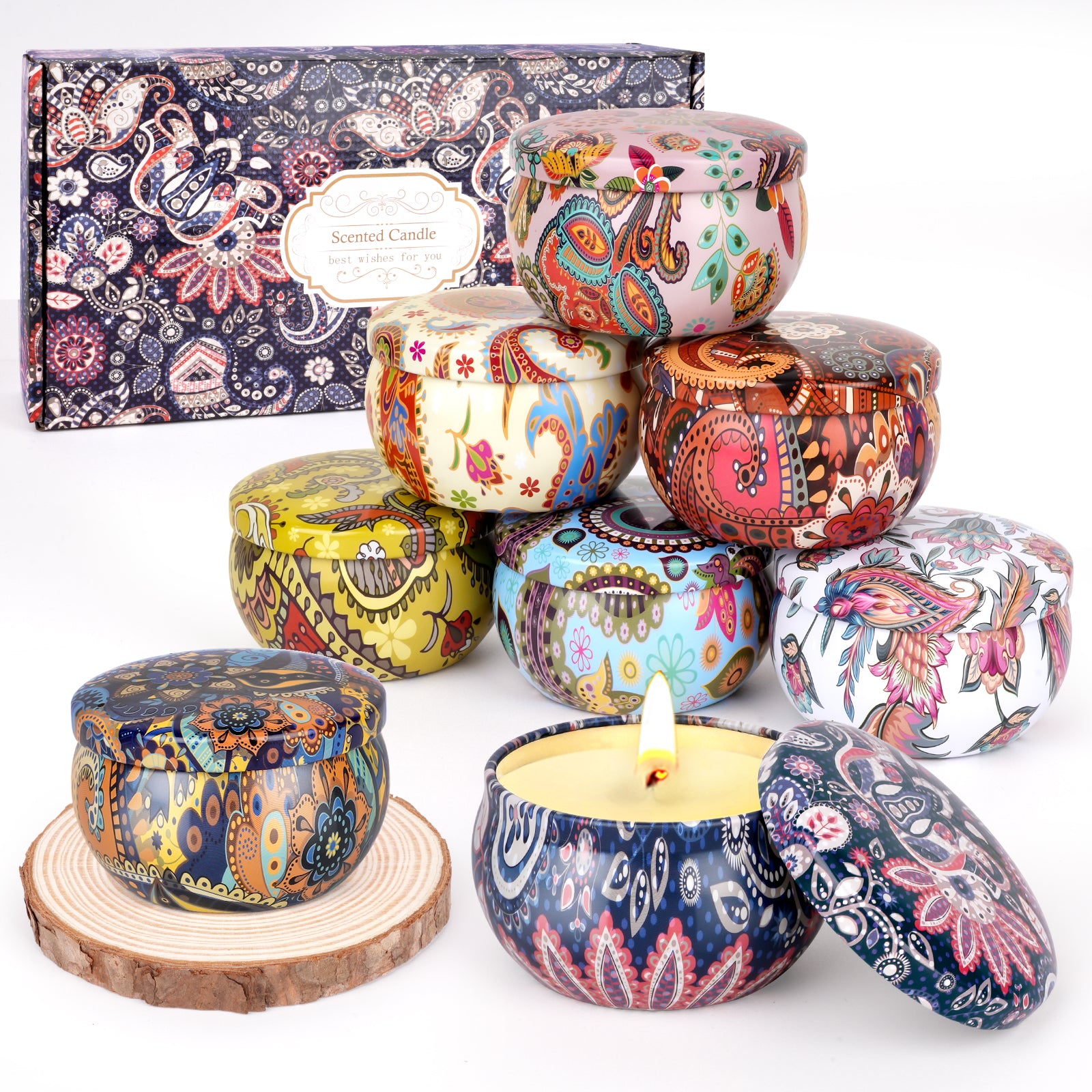 Giphtpoeet 8Pack Scented Candles Home Fragrance with a Wood Pad