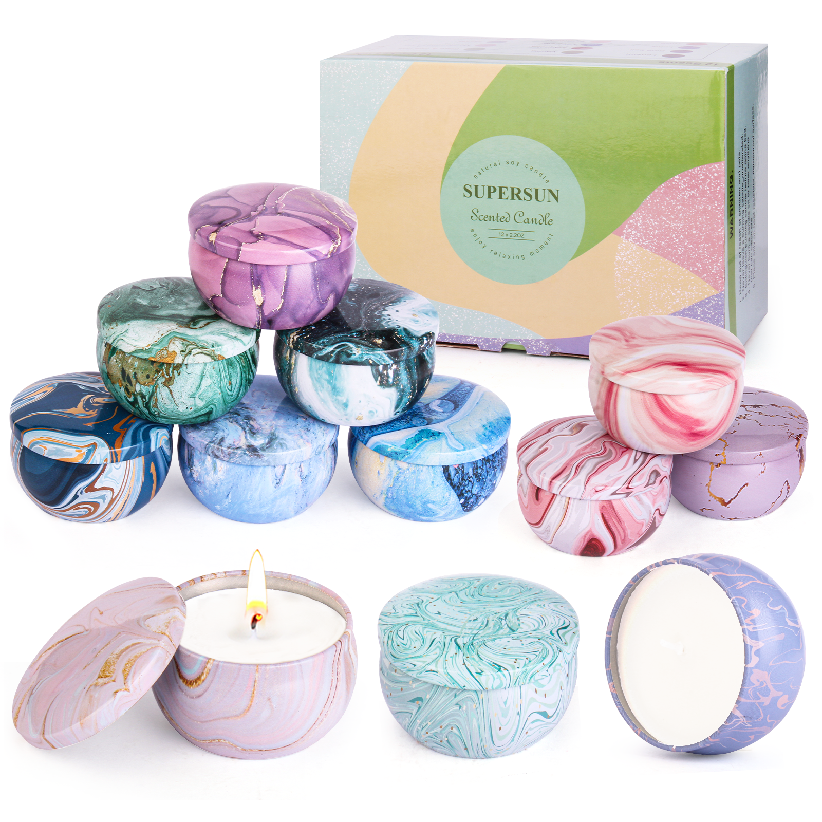 Giphtpoeet 12 Pack 30oz Scented Candles Long Lasting Fragrances Soy Wax Candle