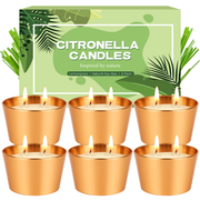 Giphtpoeet 6 Pack Citronella Candles Outdoor 2-Wick 3.5oz Natural Soy Wax Lemongrass Scented Candles for Party Patio Garden Yard Camping Home