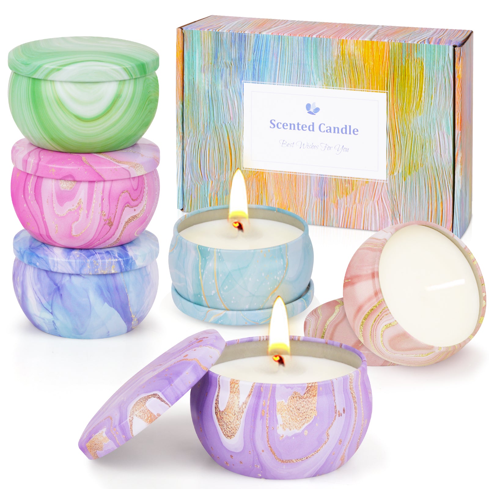 Giphtpoeet 6 Pack Scented Candles Gift Set for Women  for Christmas Holiday Wedding