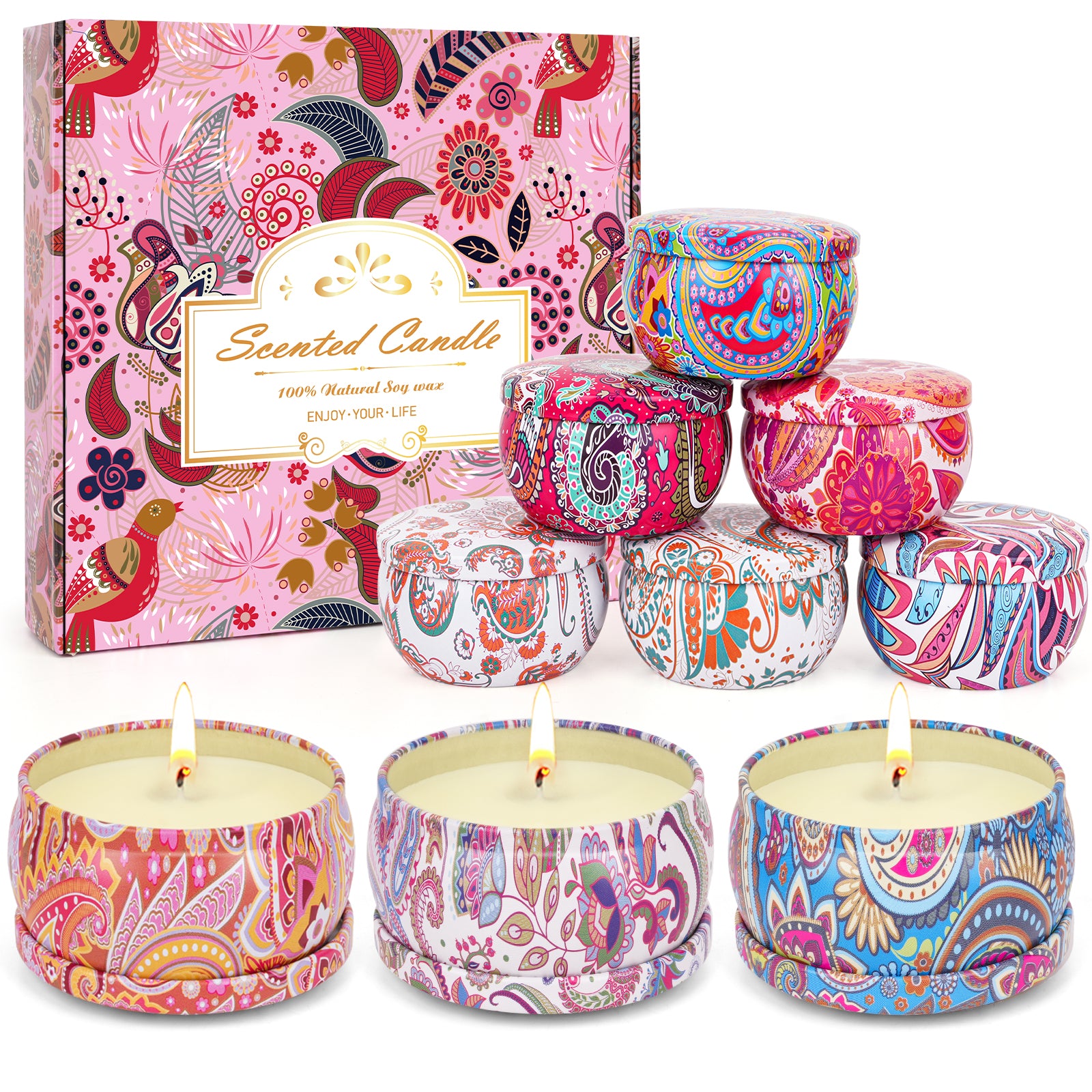 Giphtpoeet  Scented Candles Gifts Set for Women 160 Hours Burn Time Soy Wax Candles 9-Pack