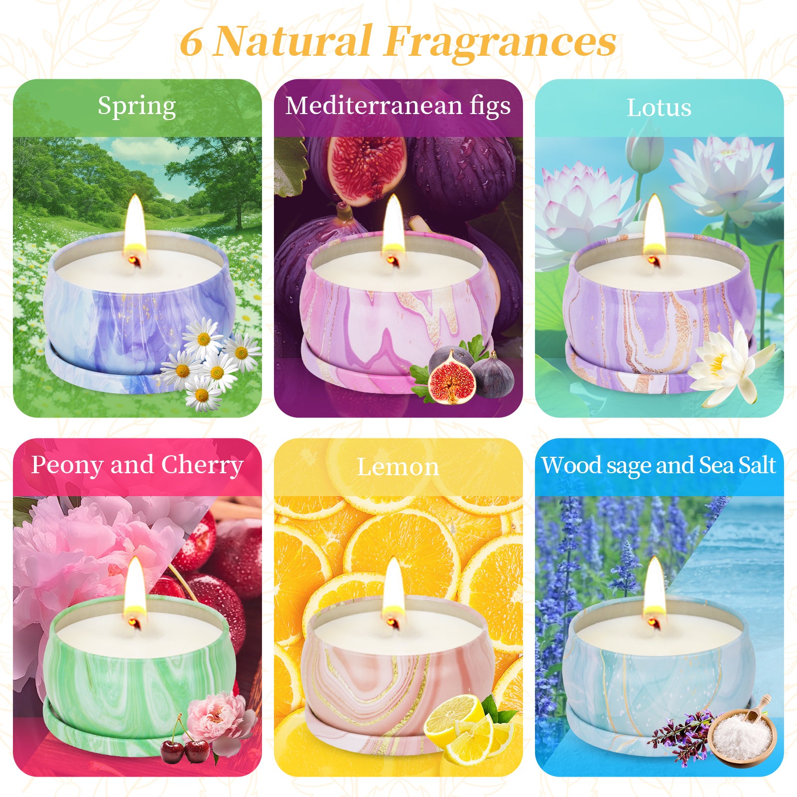 Giphtpoeet 6 Pack Scented Candles Gift Set for Women  for Christmas Holiday Wedding