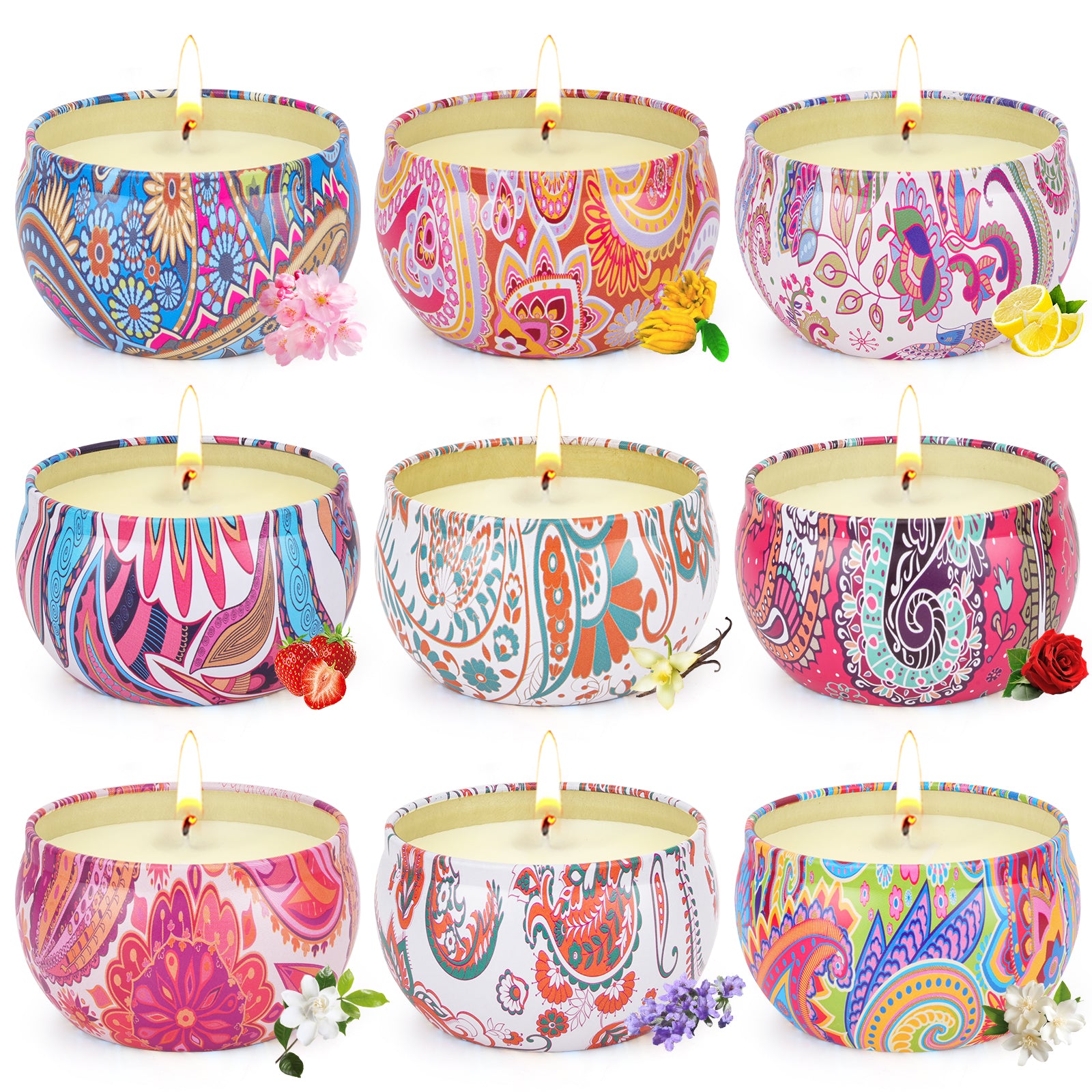 Giphtpoeet  Scented Candles Gifts Set for Women 160 Hours Burn Time Soy Wax Candles 9-Pack