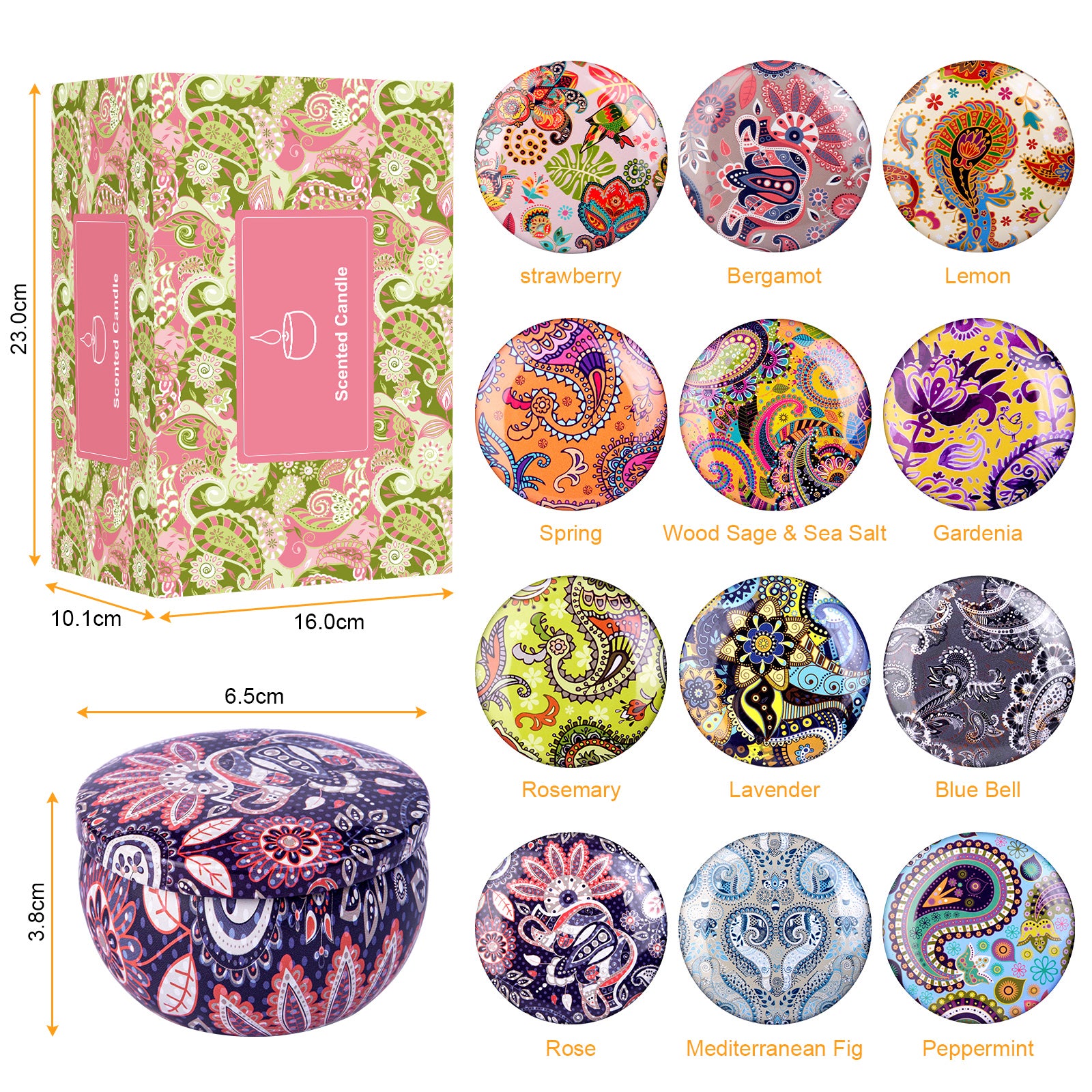 Giphtpoeet Scented Candles Gift Set for Women 12 pack Burning Time for 80h Jar Candles