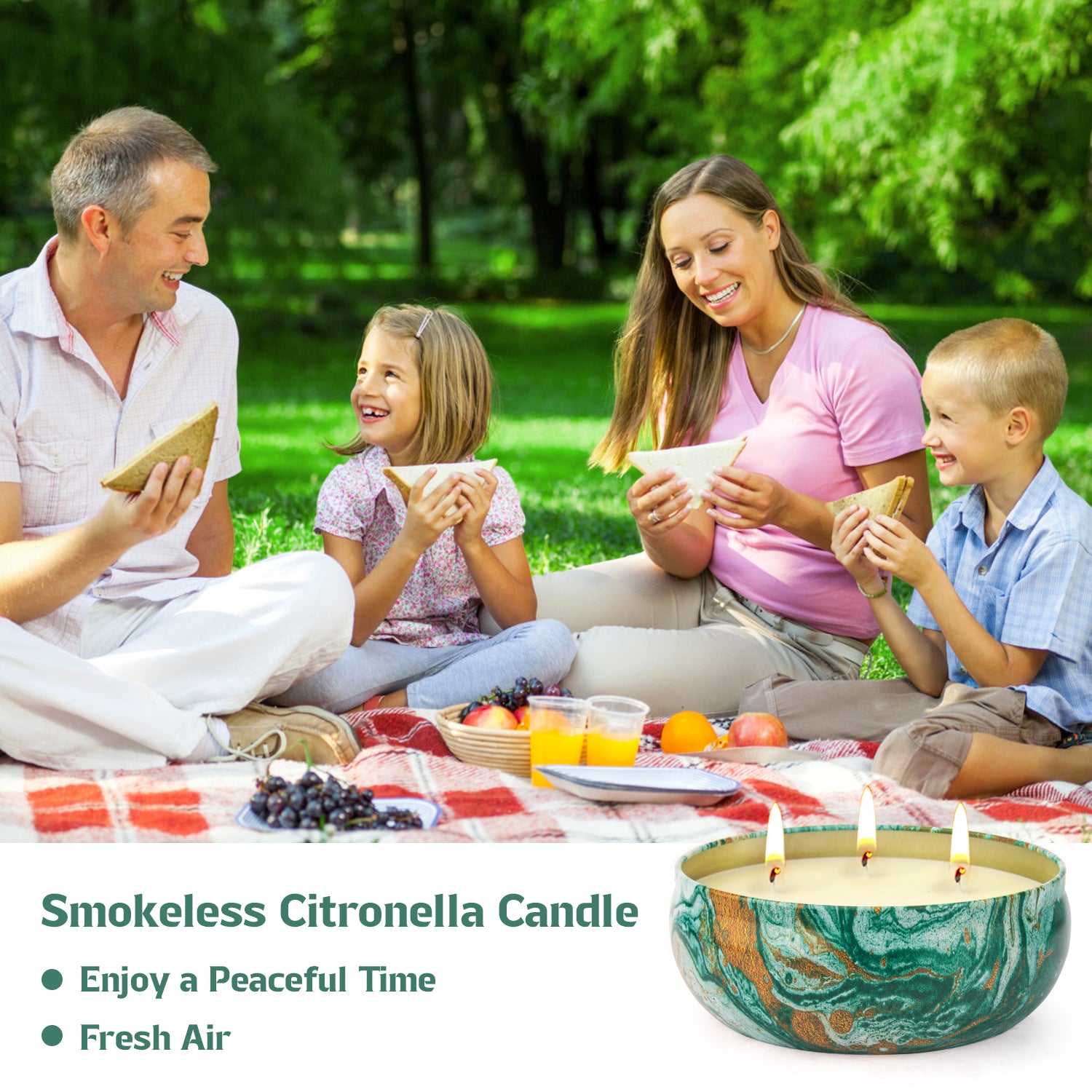 Giphtpoeet Citronella Candles Outdoor 3-Pack Large 14oz Soy Wax Lemongrass Tin Candles up to 270 Hours Burning for Patio Garden Camping