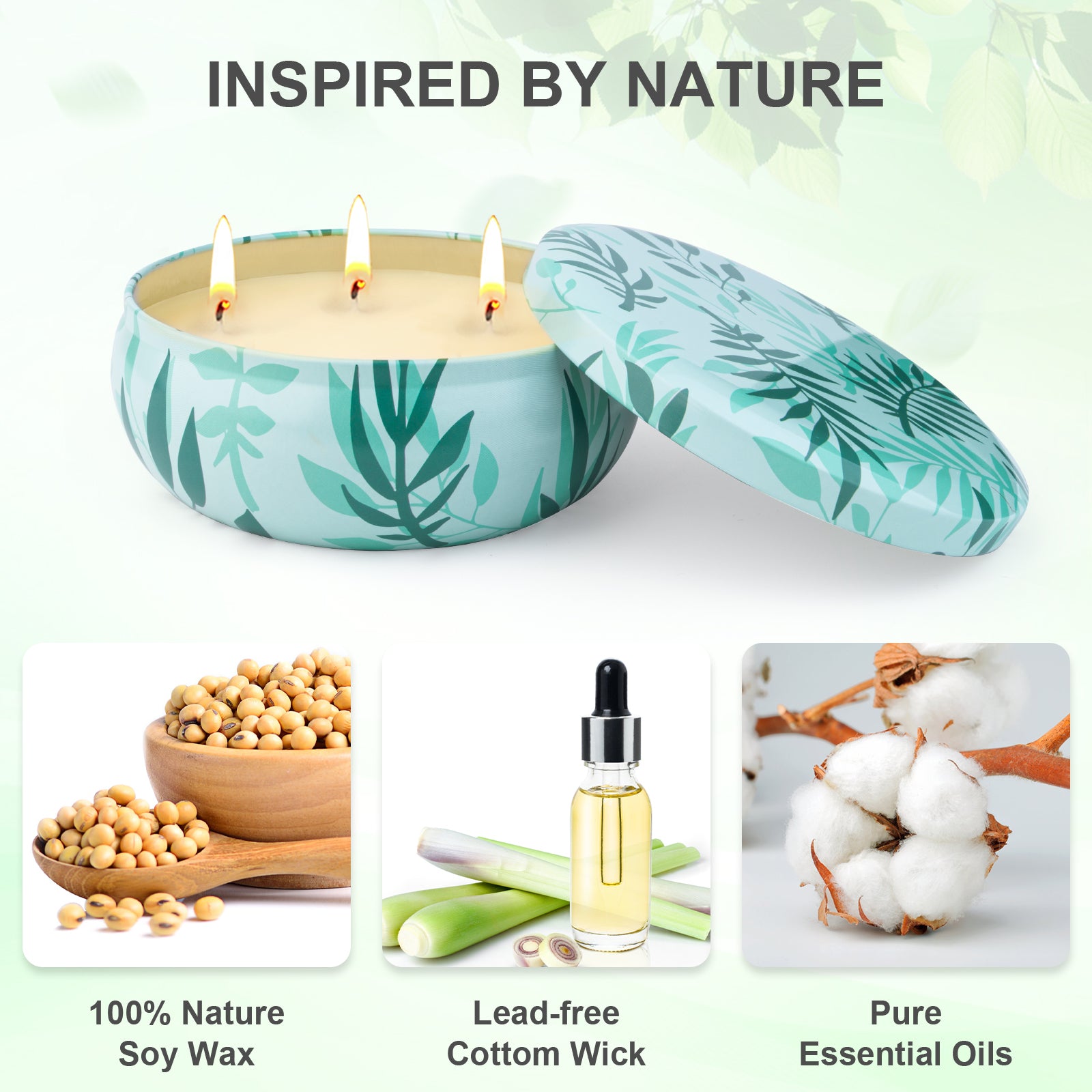 Giphtpoeet Citronella Candles Outdoor 3 Pack 12oz Summer Lemongrass Scented Candles Bulk 3 Wick 210h Long Burning