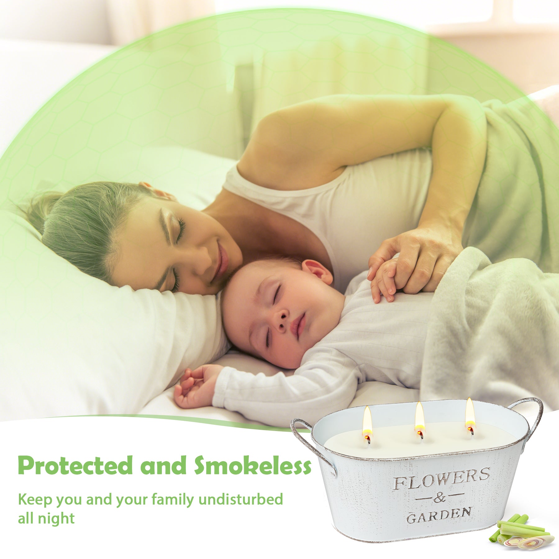 Giphtpoeet Extra Large Citronella Candle Outdoor 3 Wick 200H Lasting Lemongrass Candle for Outside Garden, 30oz